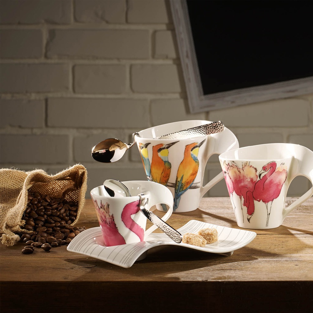 Villeroy & Boch Becher »Becher mit Henkel NewWave Caffè 300 ml weiß-rosa«