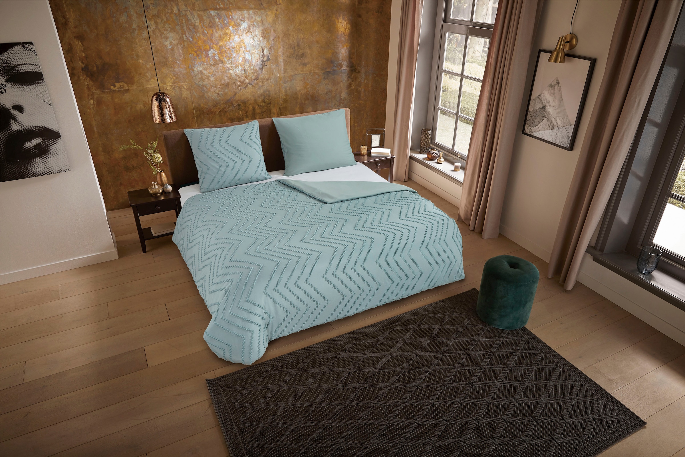 PURE luxury collection Bettwäsche "Zigzag" 2 Stk. Mikrofaser, 135x200, 2 Te günstig online kaufen