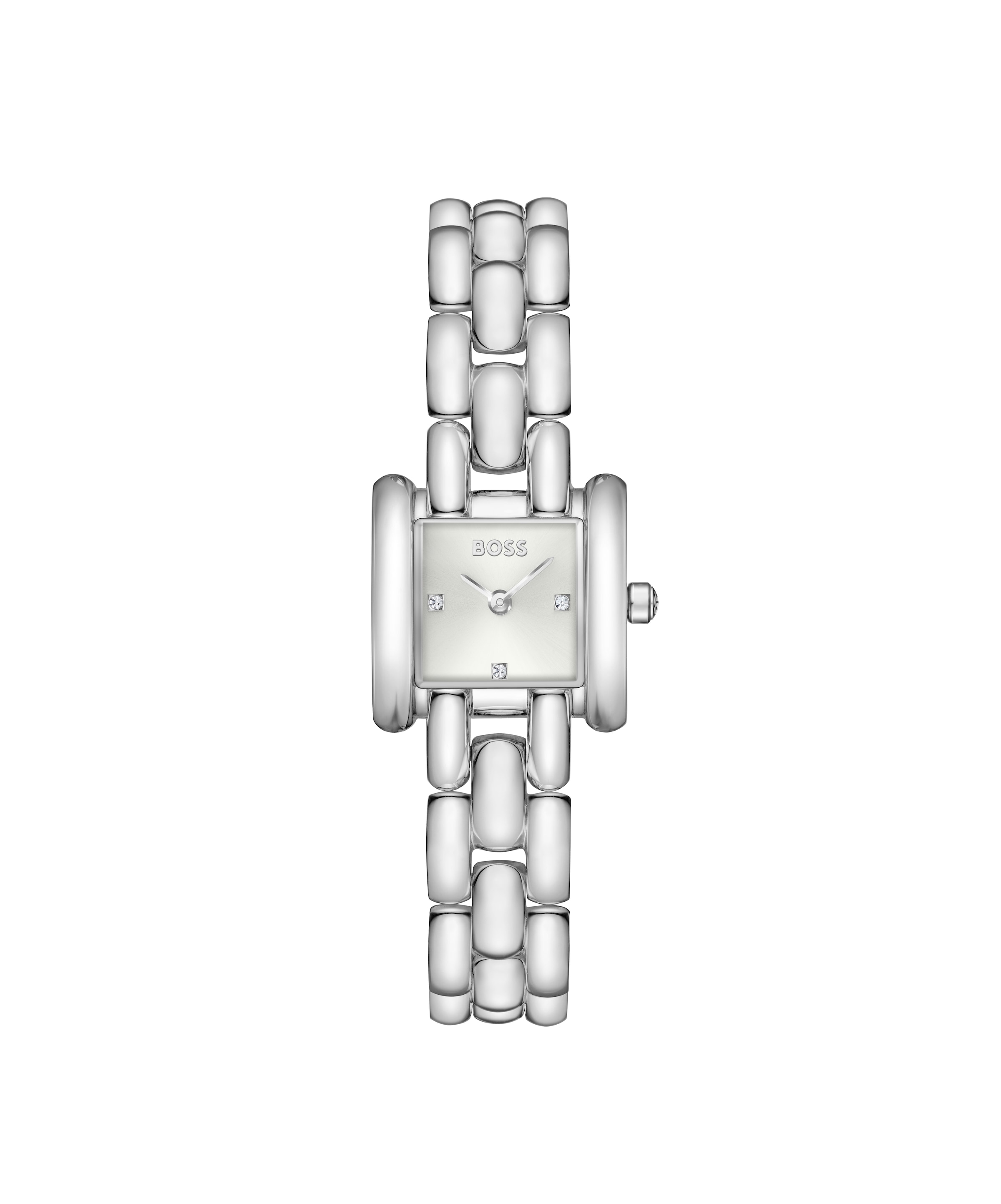 BOSS Quarzuhr »VIOLET« Armbanduhr, Damenuhr, Edelstahlarmband, analog, Glaskristalle