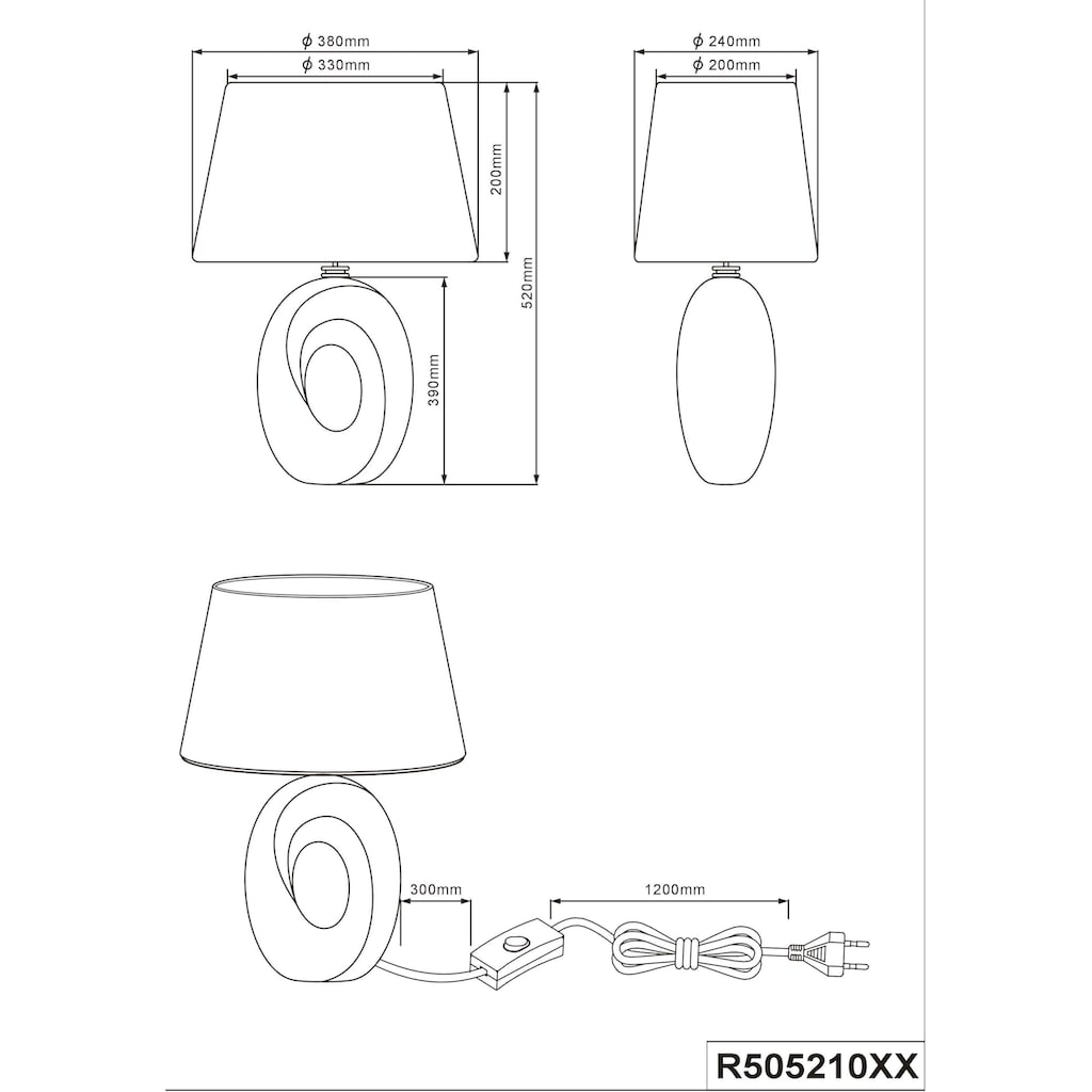 TRIO Leuchten Tischlampe »Taba«, Stoffschirm, für Leuchtmittel 1 x E27