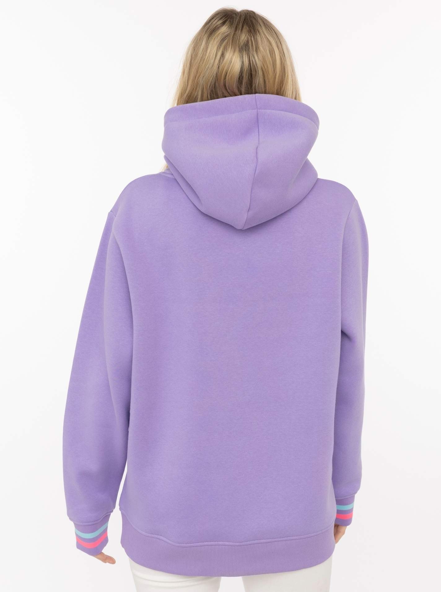 Zwillingsherz Hoodie »"Be Happy!"«, gestreifte Bündchen, Aufdruck auf Brust, Kapuze, Kängurutasche
