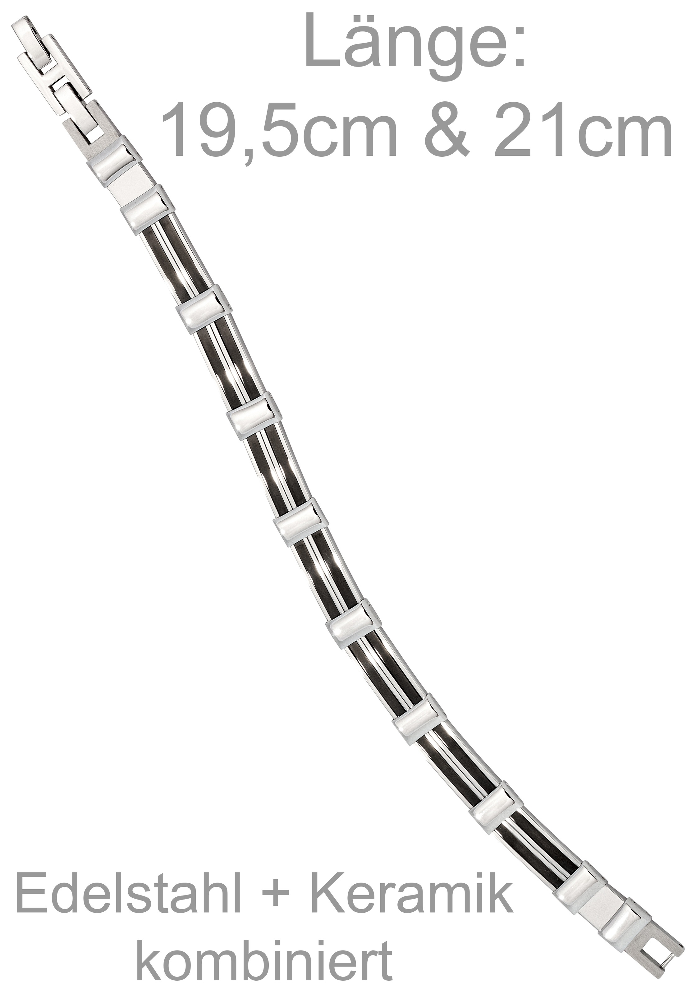 JOBO Armband »Herrenarmband« Edelstahl mit Keramik 21 cm