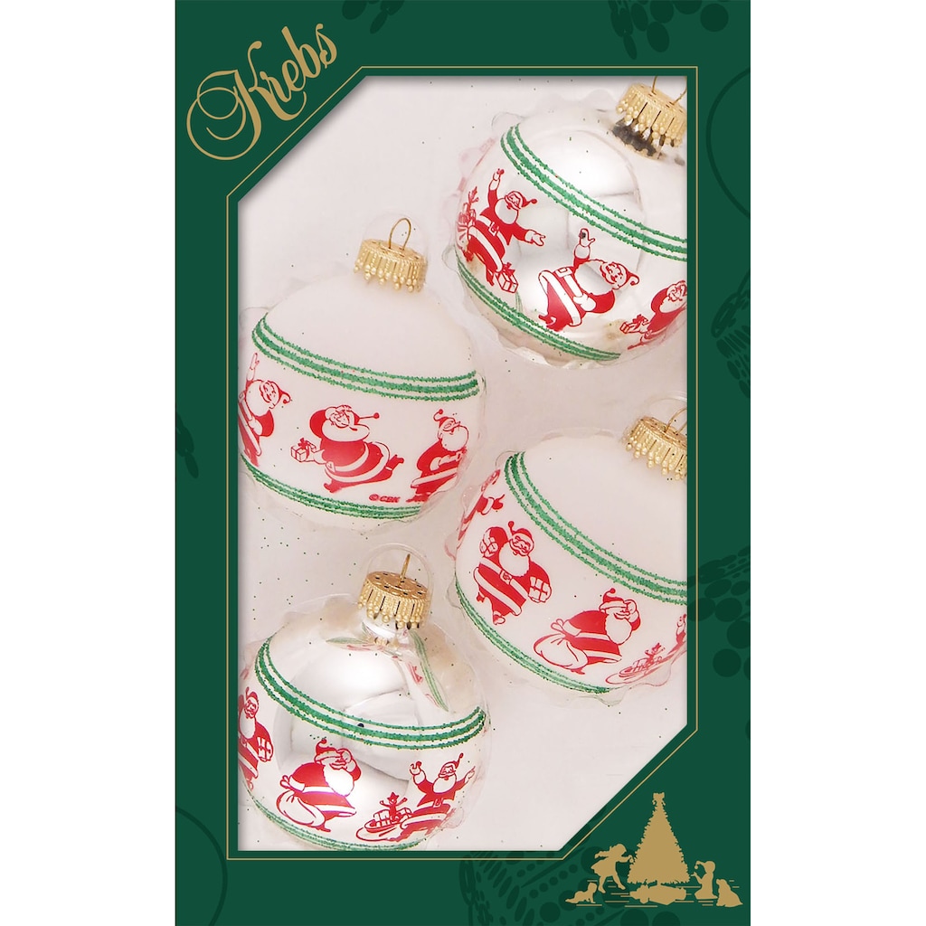 Krebs Glas Lauscha Weihnachtsbaumkugel »CBK74334, Weihnachtsdeko, Christbaumschmuck, Christbaumkugeln Glas«, (Set, 4 St.)