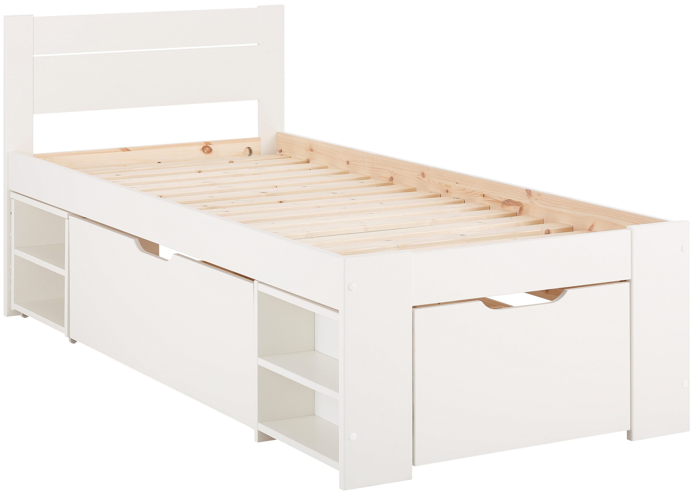 OTTO home Massivholzbett ""HANNES " mit Schubladen und Regalen, Nachtschran günstig online kaufen