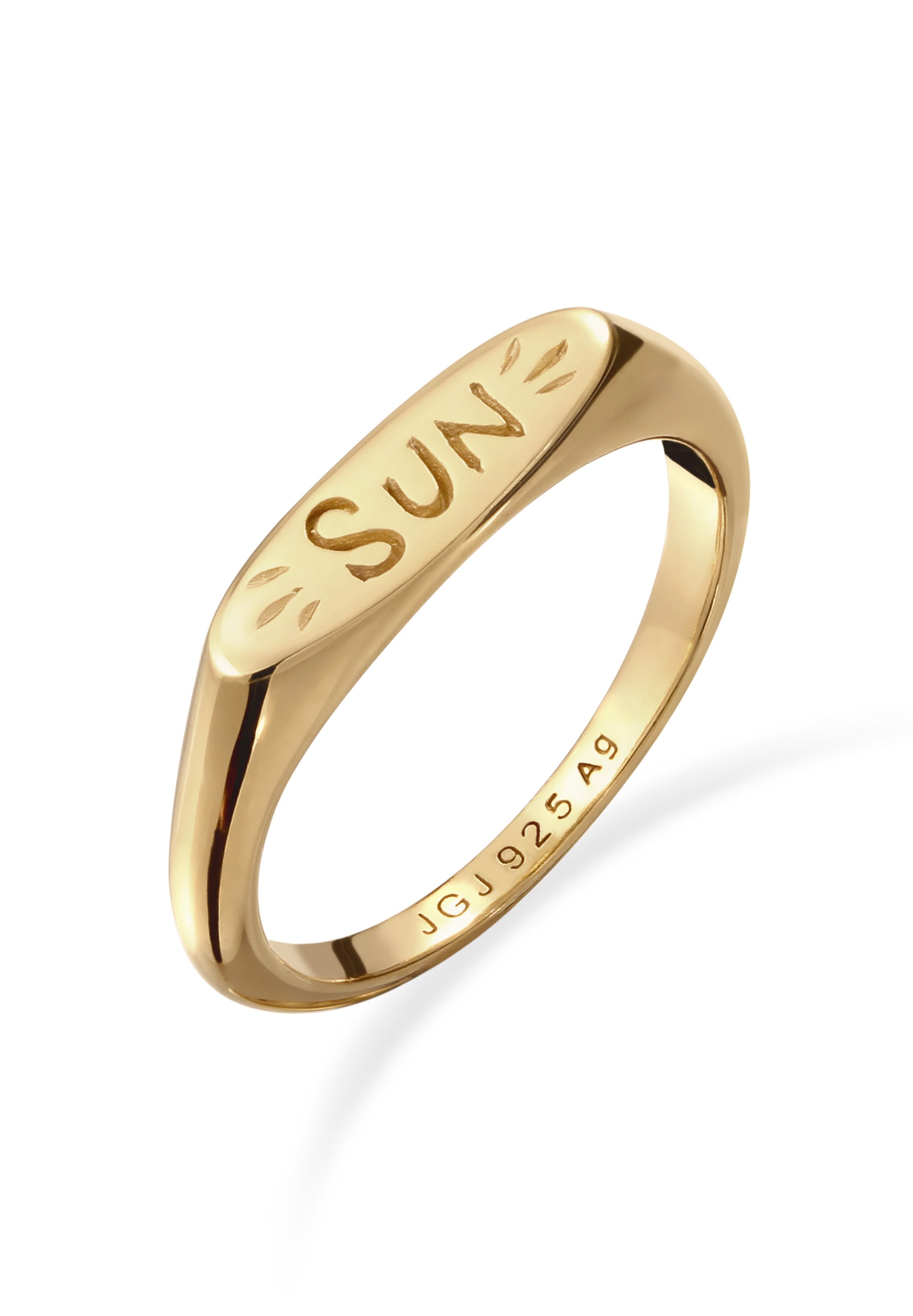ELLI Damen Siegelring "Ring Siegelring Sonne 925 Sterling Silber vergoldet", 56, Silber 925 (Sterlingsilber), gold, Silber 925 (Sterlingsilber),