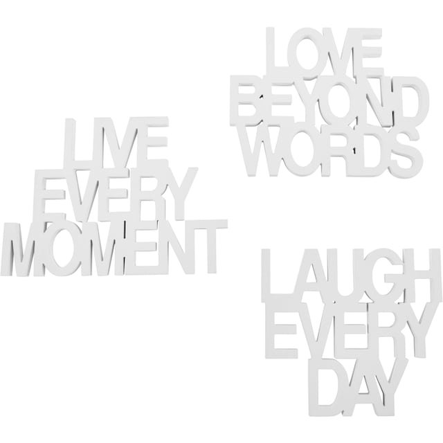 andas Wanddekoobjekt »Schriftzug Live every Moment - Love beyond Words -  Laugh every Day«, Wanddeko kaufen | BAUR