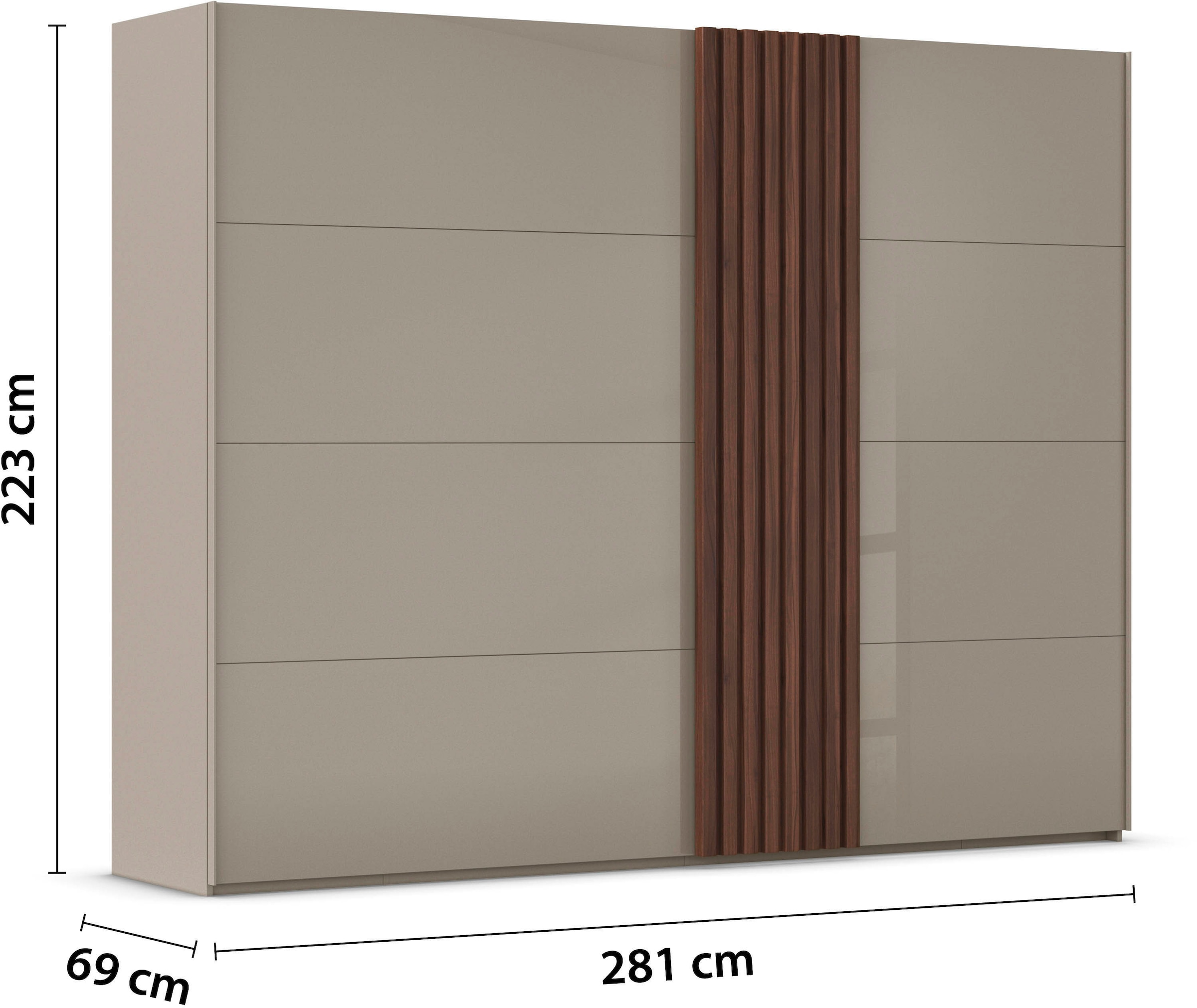 rauch Schwebetürenschrank »Kleiderschrank Schrank Garderobe Wäscheschrank TEGIO«, mit hochwertigen Holzdekoraufleistung und Glasfront MADE IN GERMANY