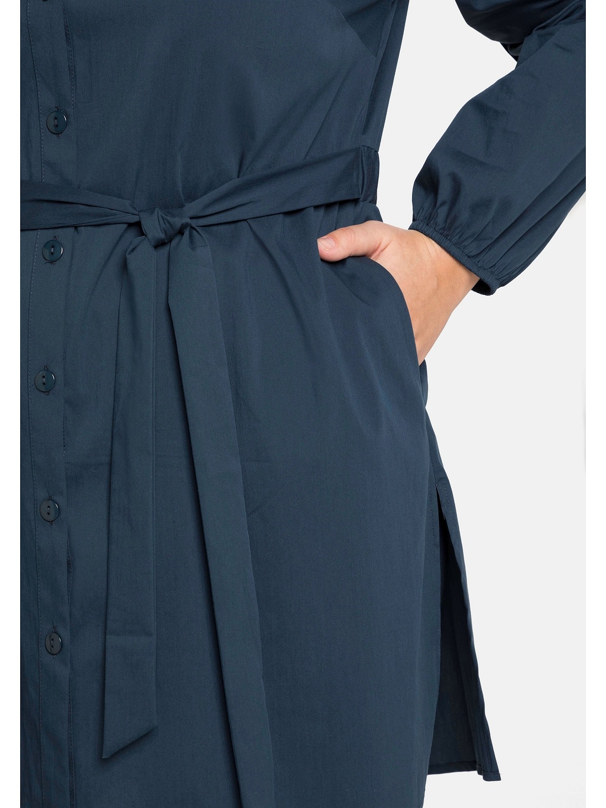 Sheego Hemdbluse »Große Größen«, mit Bindeband und weiten Ärmeln