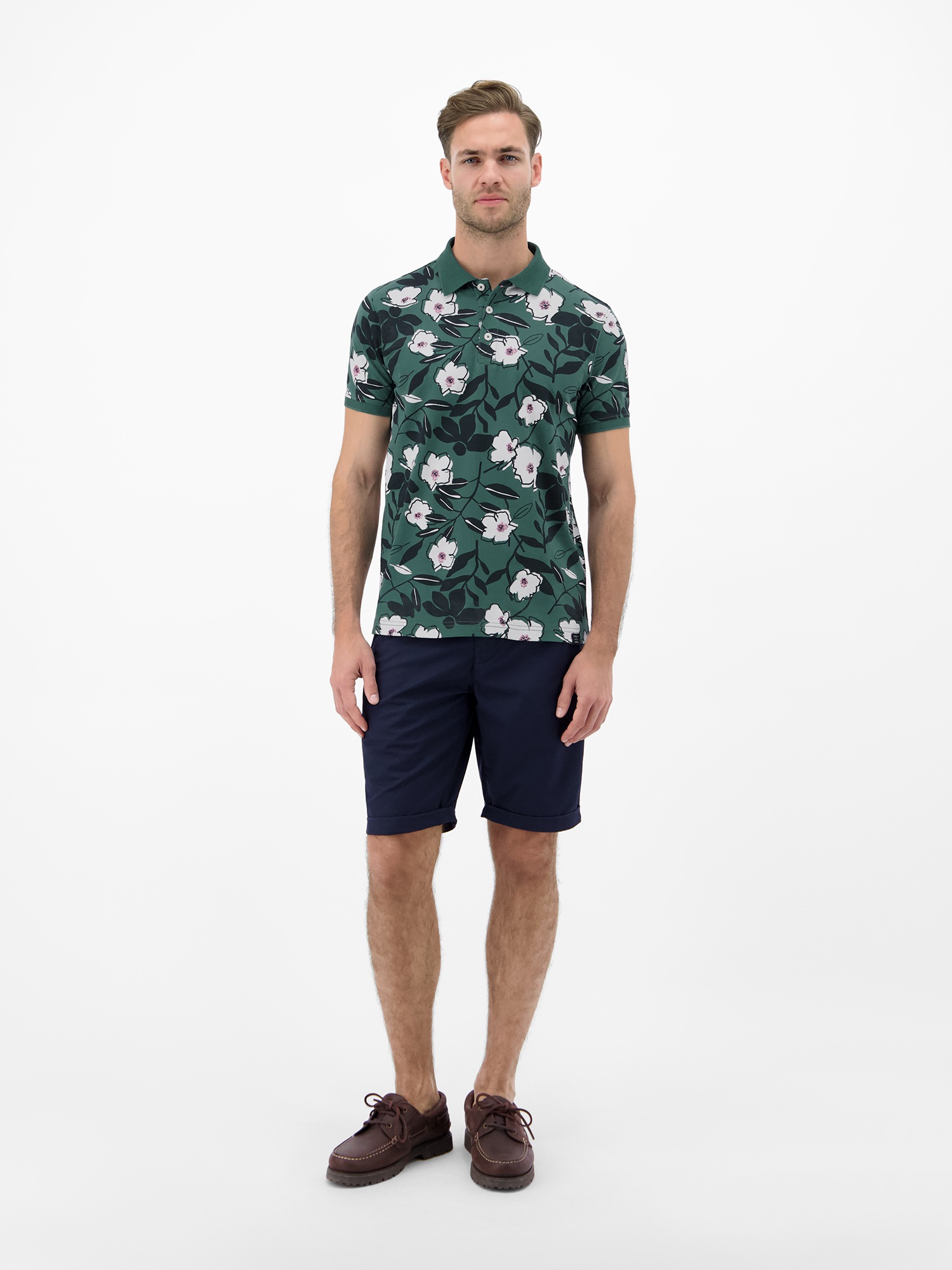 LERROS Poloshirt »Poloshirt mit floralem Print aus 100% Baumwolle«