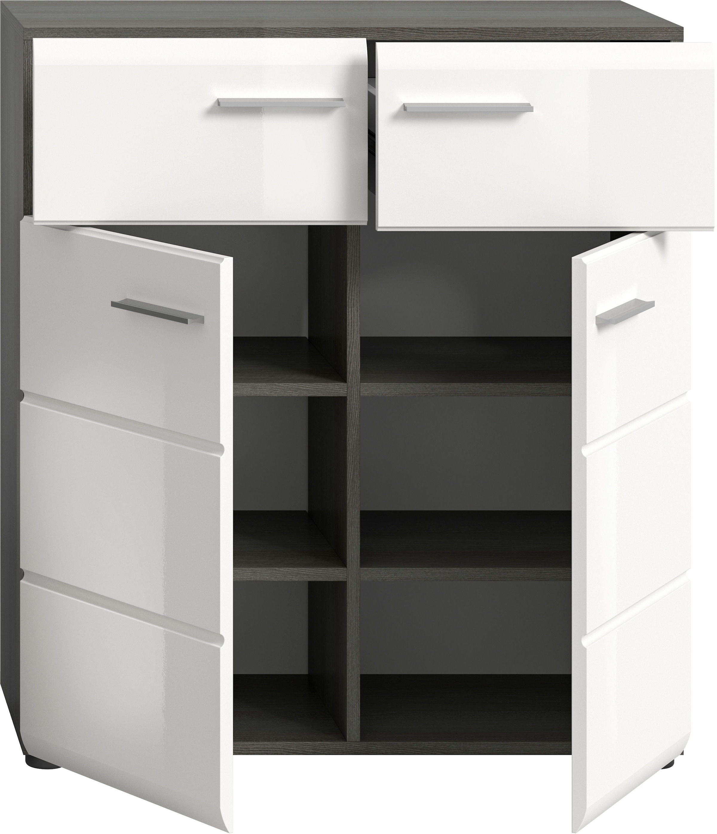 INOSIGN Schuhschrank »Rumba, Breite 80 cm, Hochglanz Front, 2 Türen, 4 Einlegeböden,«, 2 Schubkästen, Schuhkommode, Kommode, Flurschrank