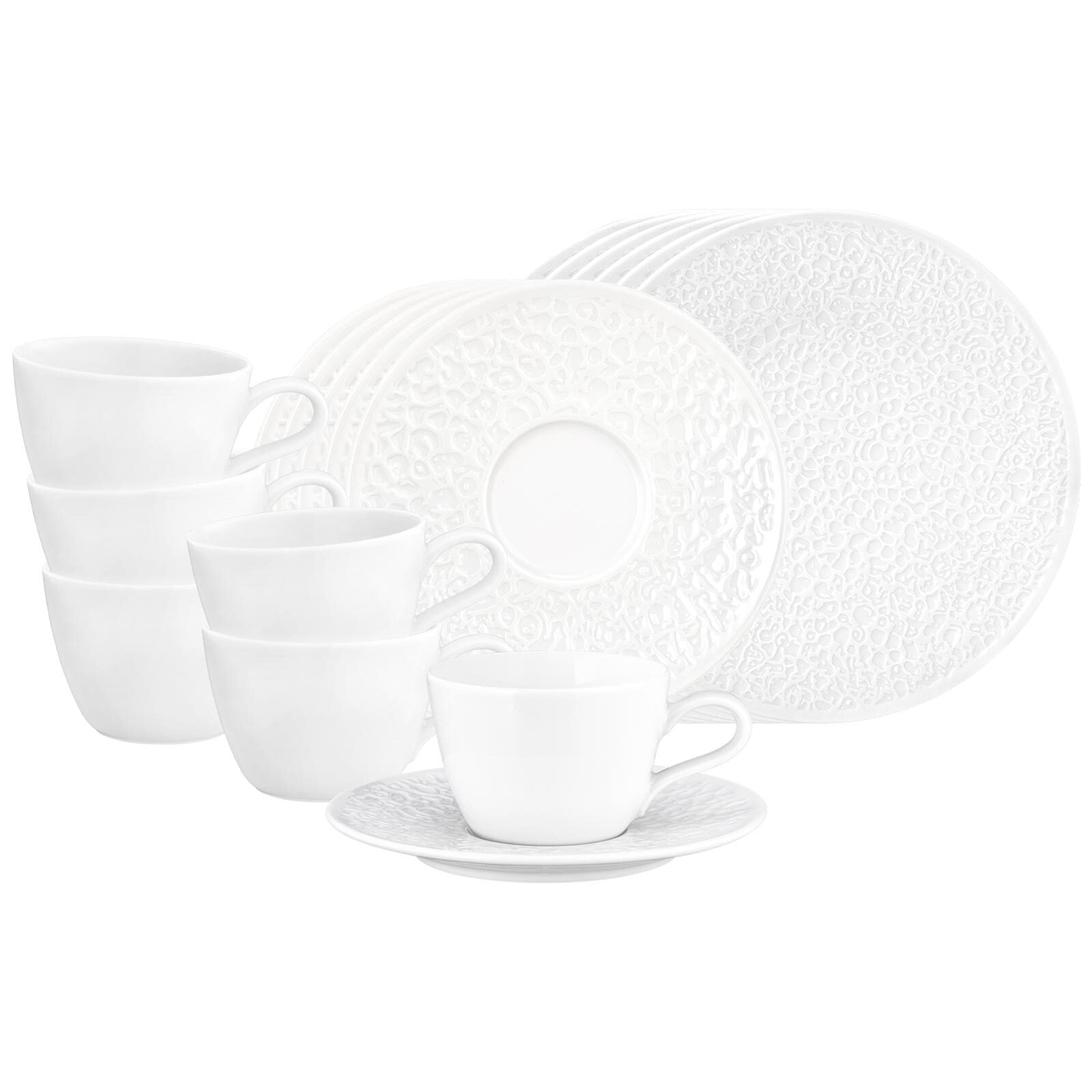 Seltmann Weiden Geschirr-Set "Kaffeeservice Nori Home 18er Set weiß" Spülmaschinengeeignet, Mikrowellenfest, Ofenfest