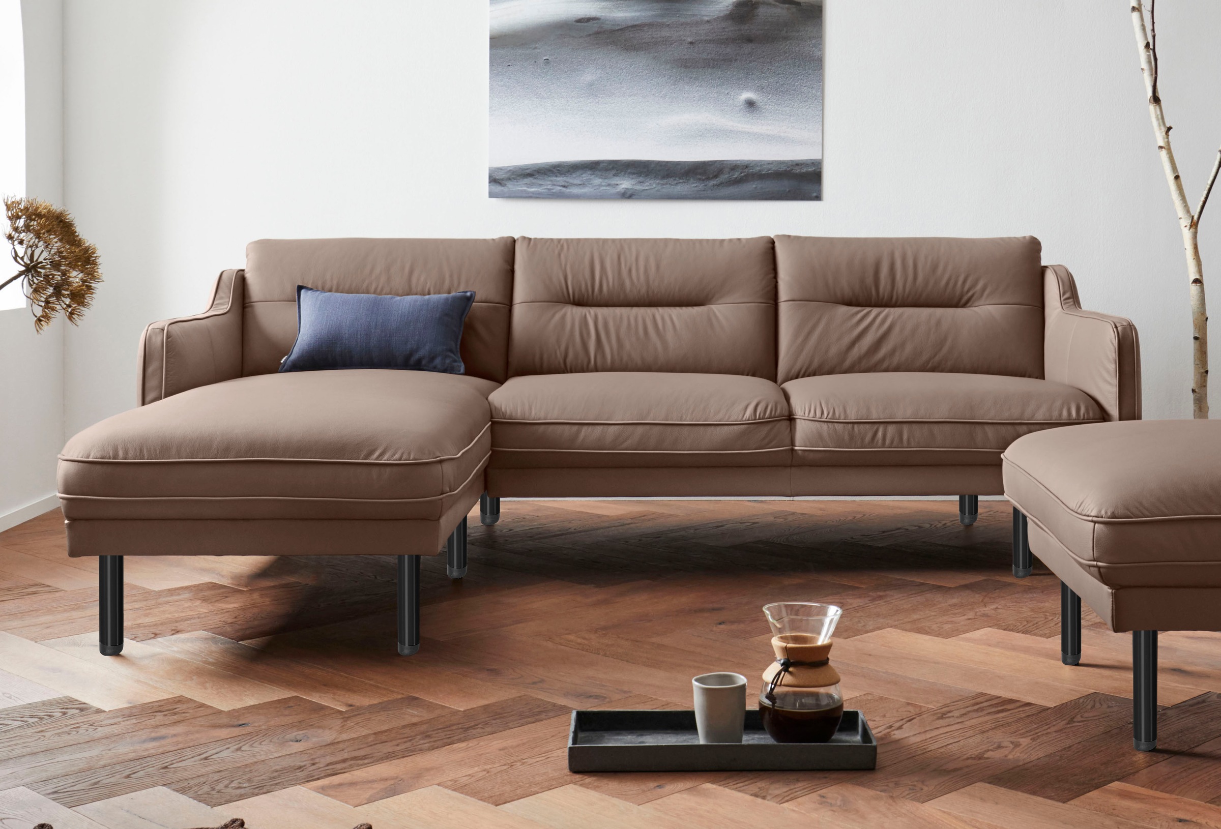Home affaire Ecksofa "Nordfyn L-Form" edles Design in 3 Bezugsqualitäten, D günstig online kaufen