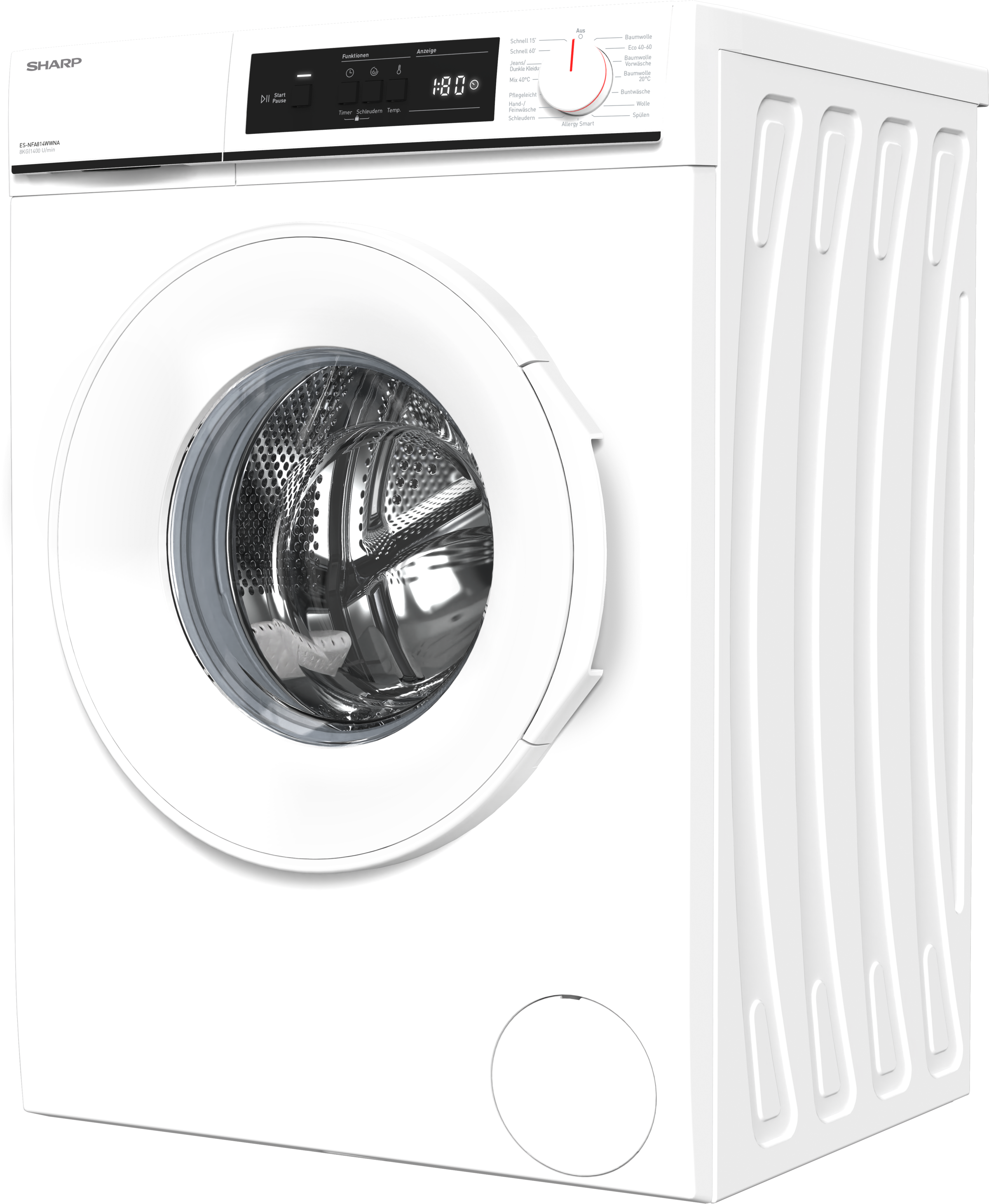 Sharp Waschmaschine »ES-NFA814WWNA-DE« 8 kg 1400 U/min AllergySmart für Allergiker: Entfernt bestimmte Allergene & Bakterien
