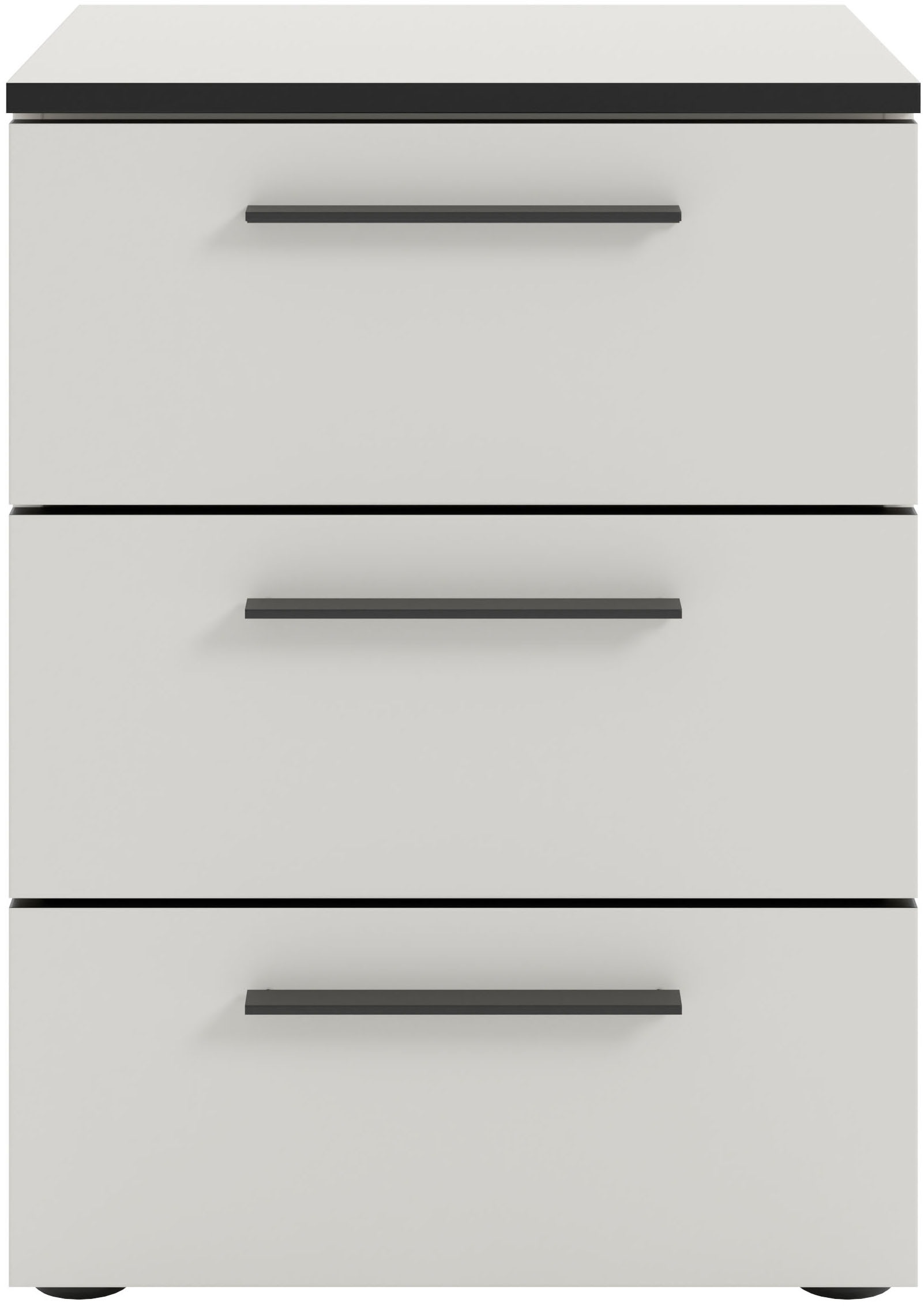 Manjana Möbel Nachtkommode "Nachtkommode mit Schwarz matten Metallgriffen" günstig online kaufen
