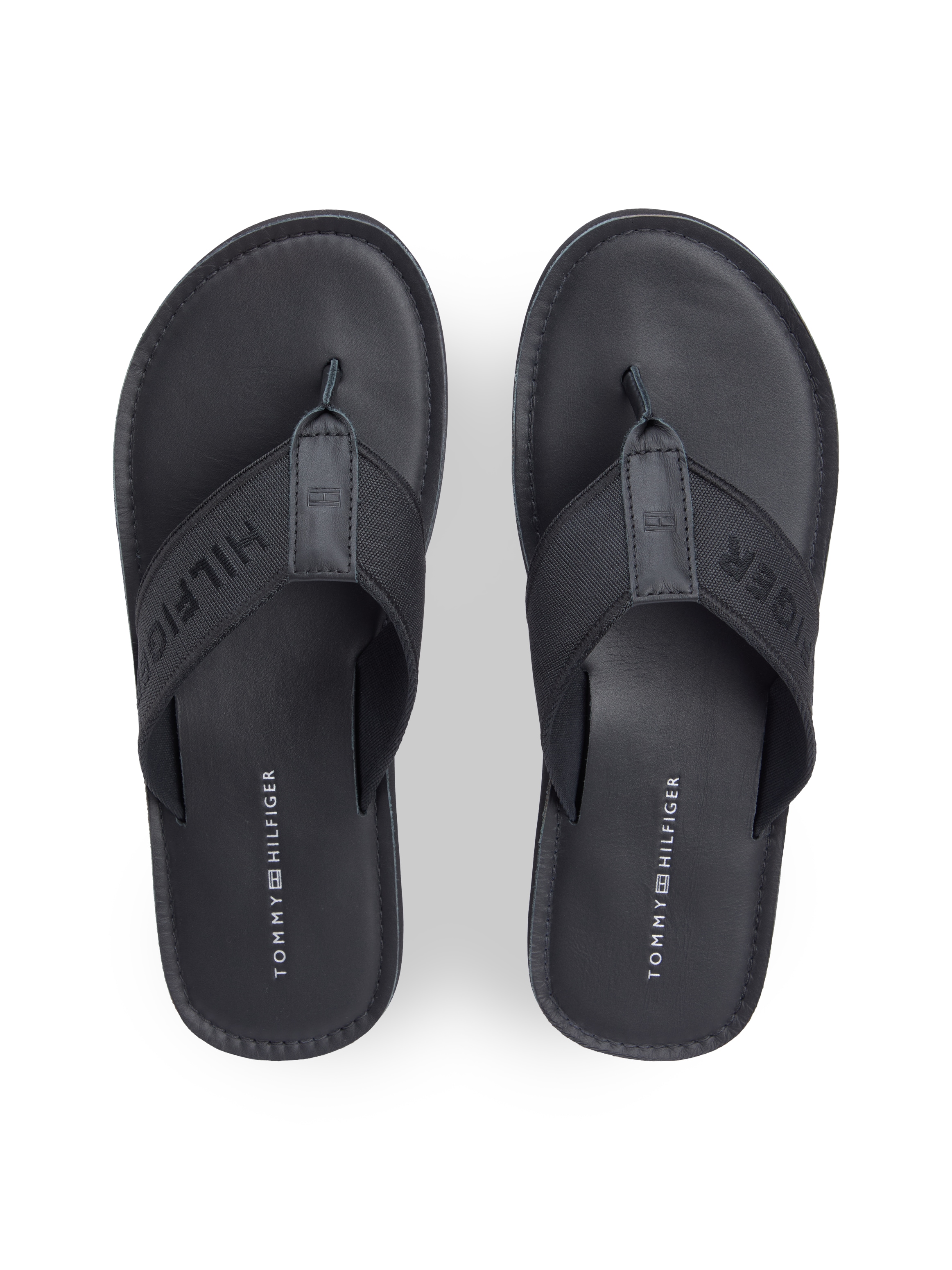 Tommy Hilfiger Zehentrenner »HILFIGER LEATHER BEACH SANDAL«  Sommerschuh, Flat mit modischer Logostickerei