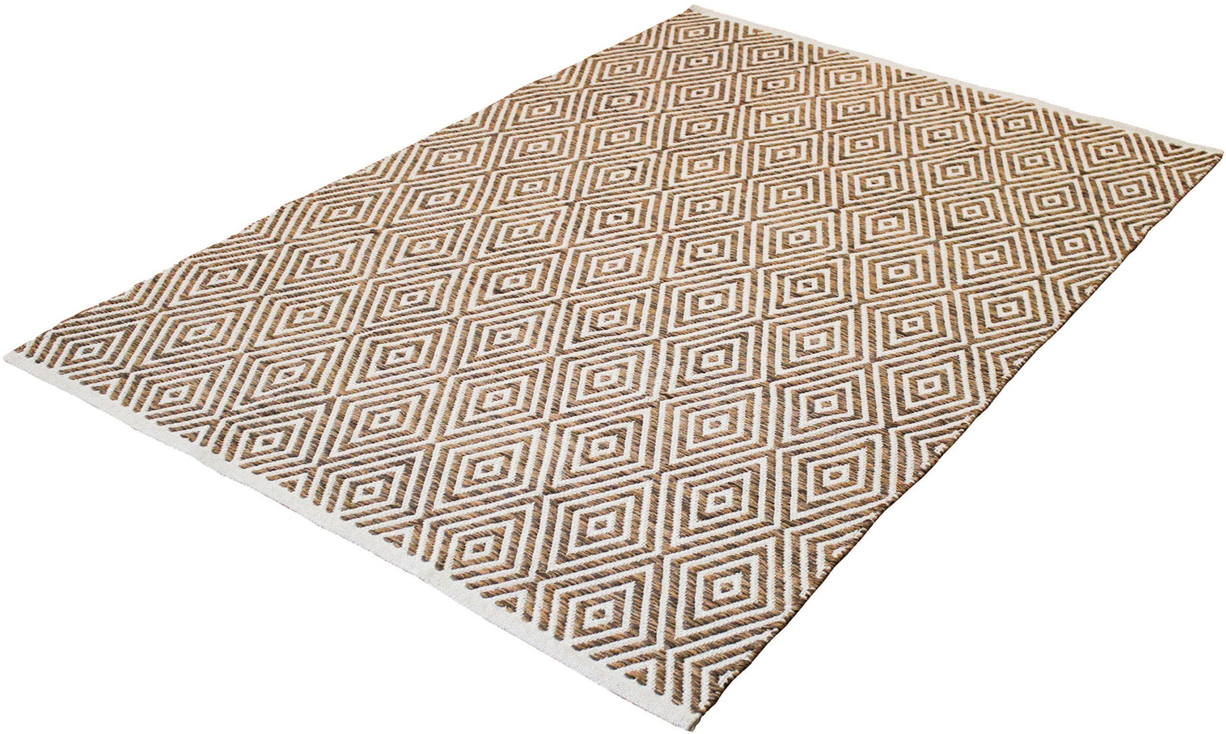 Teppich »Tiara«, rechteckig, mit Rauten-Muster, Teppich aus 100% Baumwolle