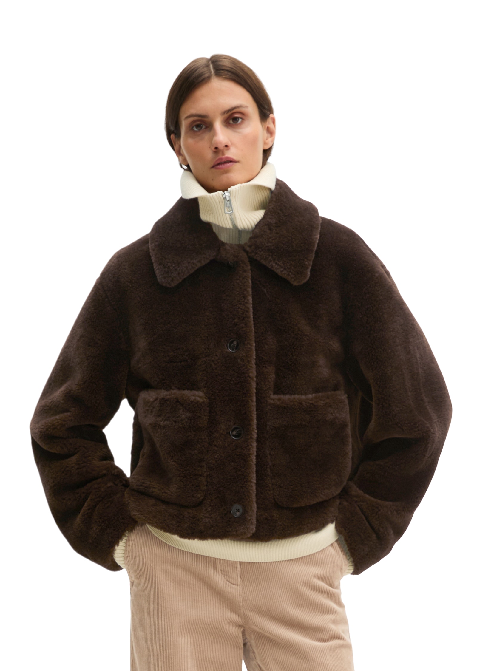 Marc OPolo Plüschjacke Teddyplüsch regular aus recyceltem Polyester