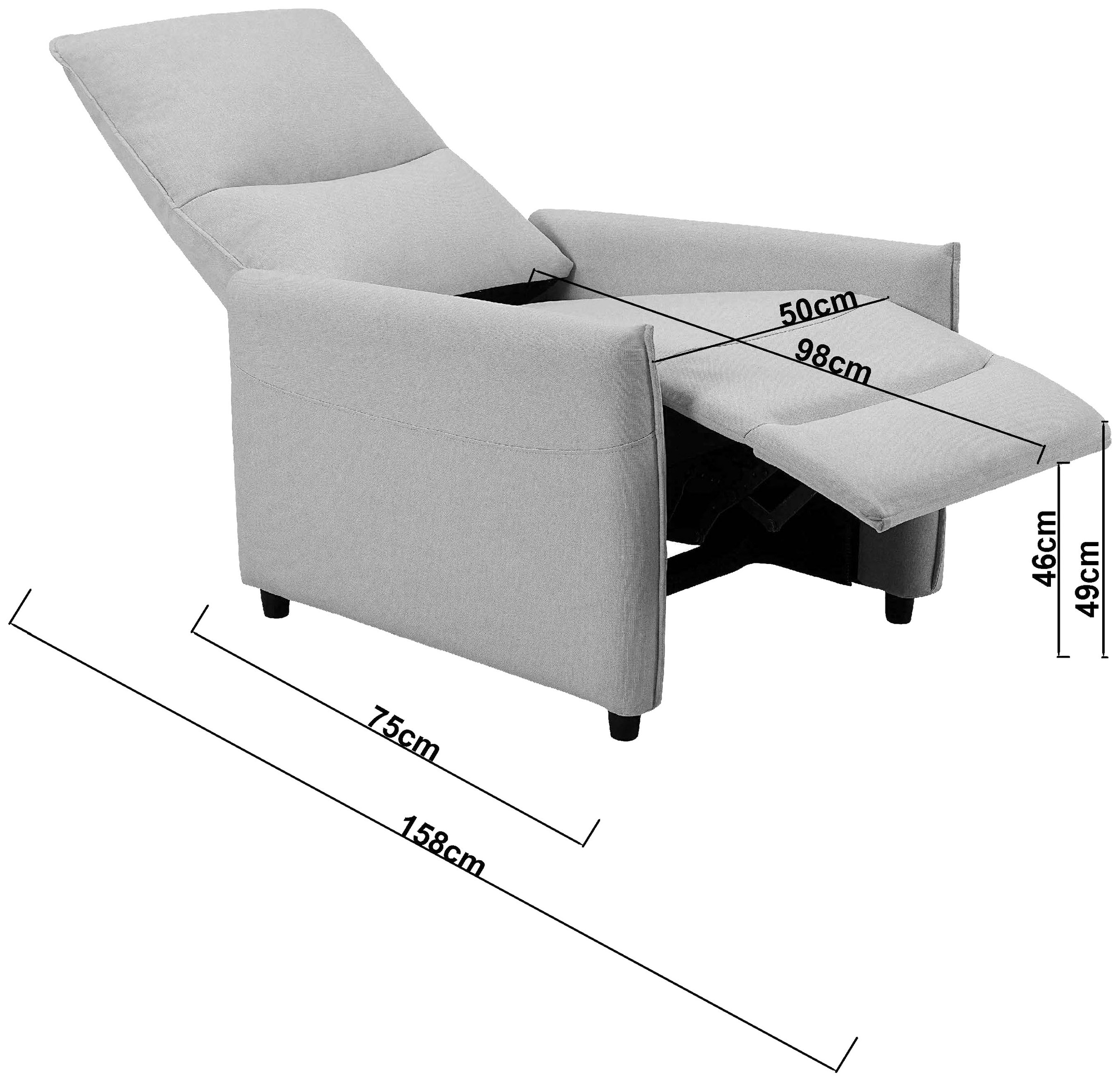 INOSIGN Relaxsessel »CURRIE, mit Liegefunktion, Webstoff-Bezug, Federkern,«, Ruhe-Sessel, Lese-Sessel, TV-Sessel