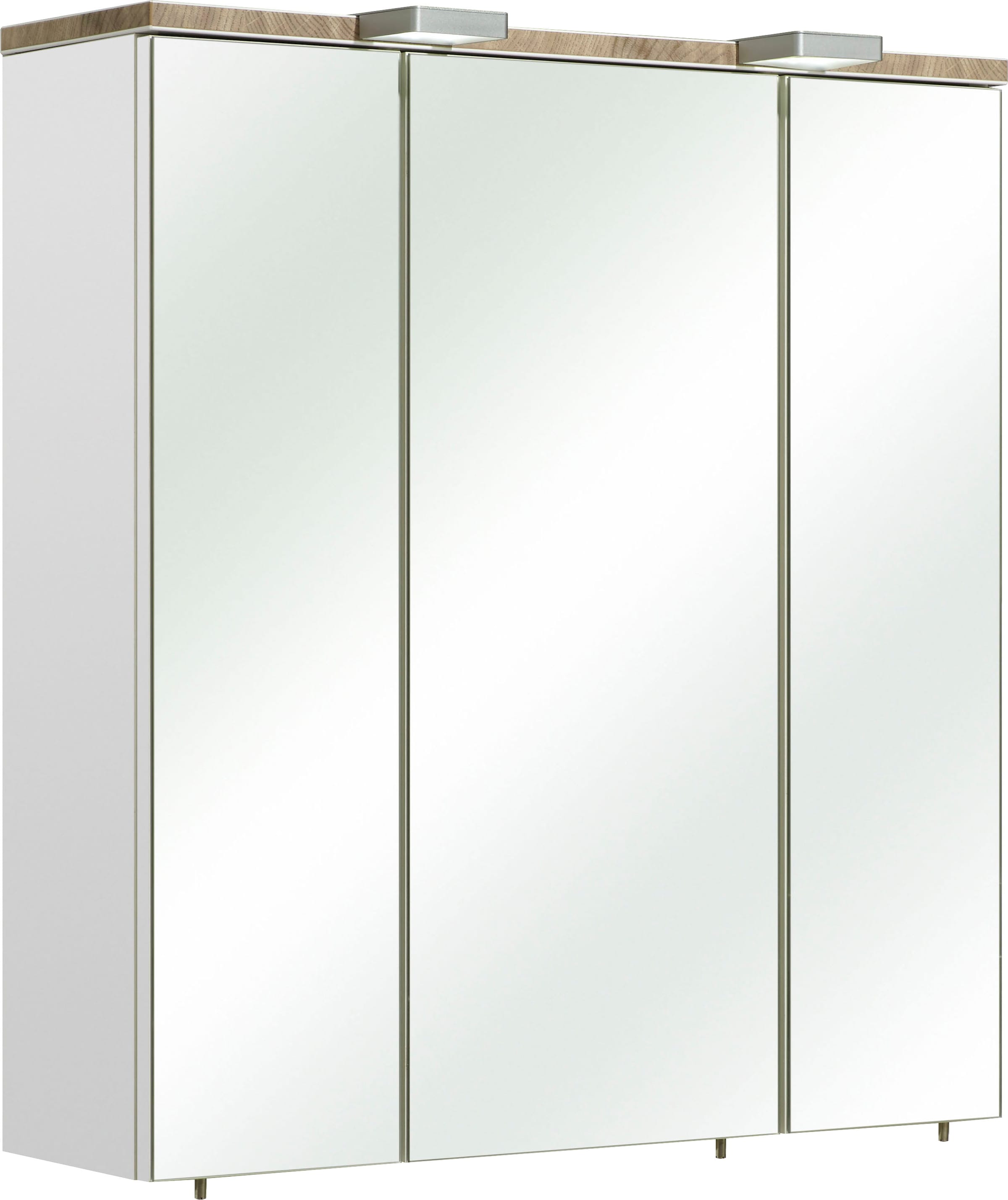 Saphir Spiegelschrank "Quickset 931 Badschrank, 3 Spiegeltüren, 6 Einlegeböden, 65 cm breit", inkl. LED-Beleuchtung, Tür