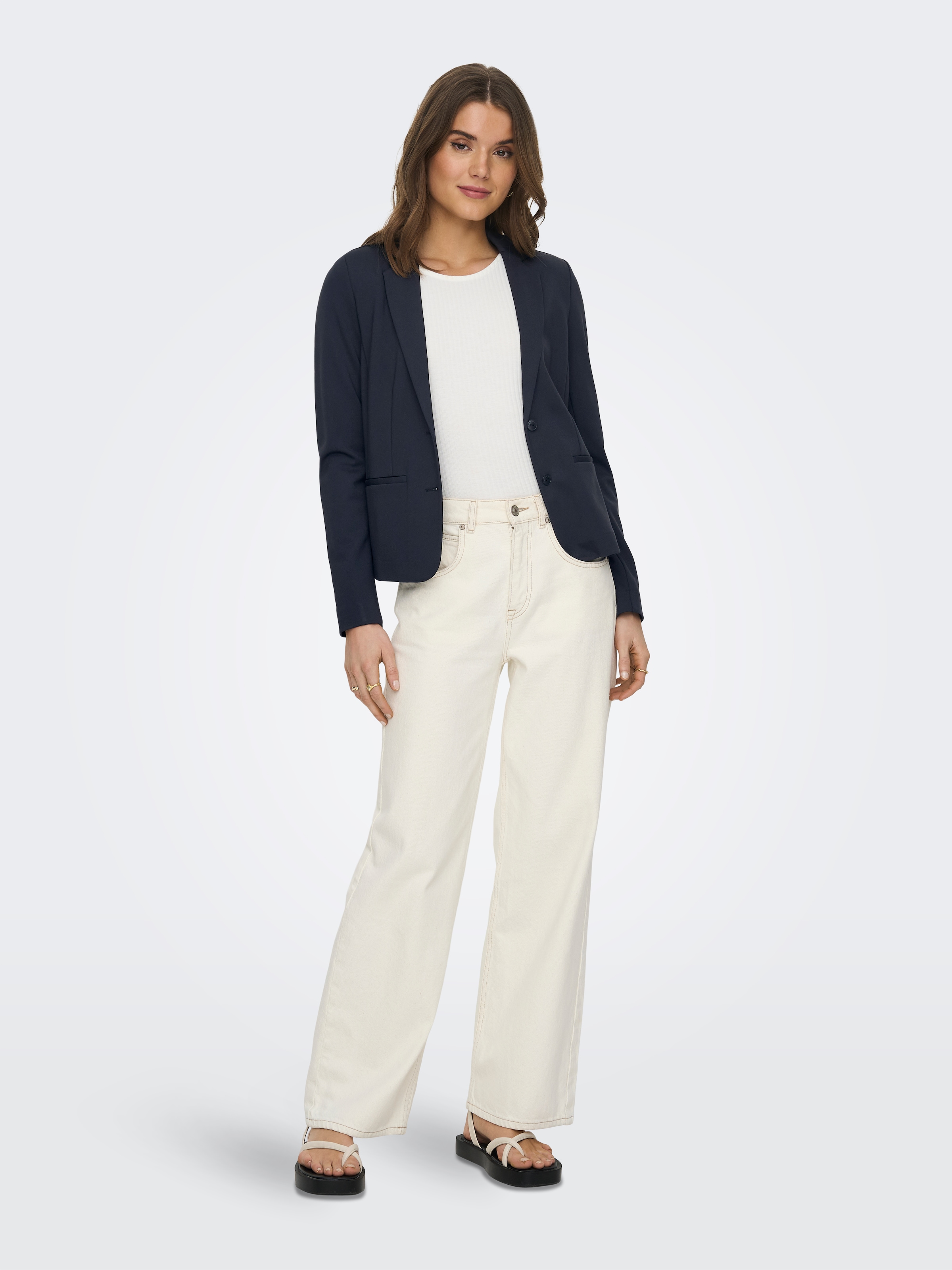 ONLY Jerseyblazer »ONLPOPTRASH – 2-Knopf Blazer mit taillierter Silhouette«, regular fit, Milano Rib, Materialmix, Reverskragen, unifarben