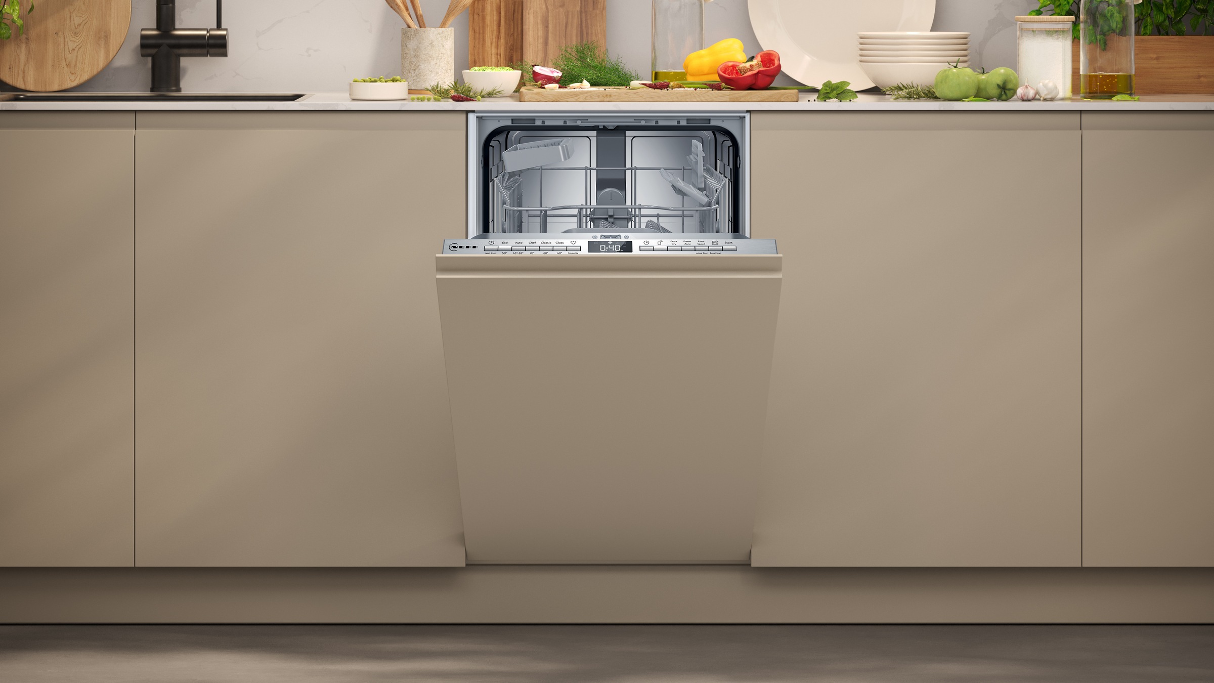NEFF vollintegrierbarer Geschirrspüler "S853HKX20E" 10 Maßgedecke Info Light - erlischt bei Beendigung des Spülvorgangs, flexible Körbe