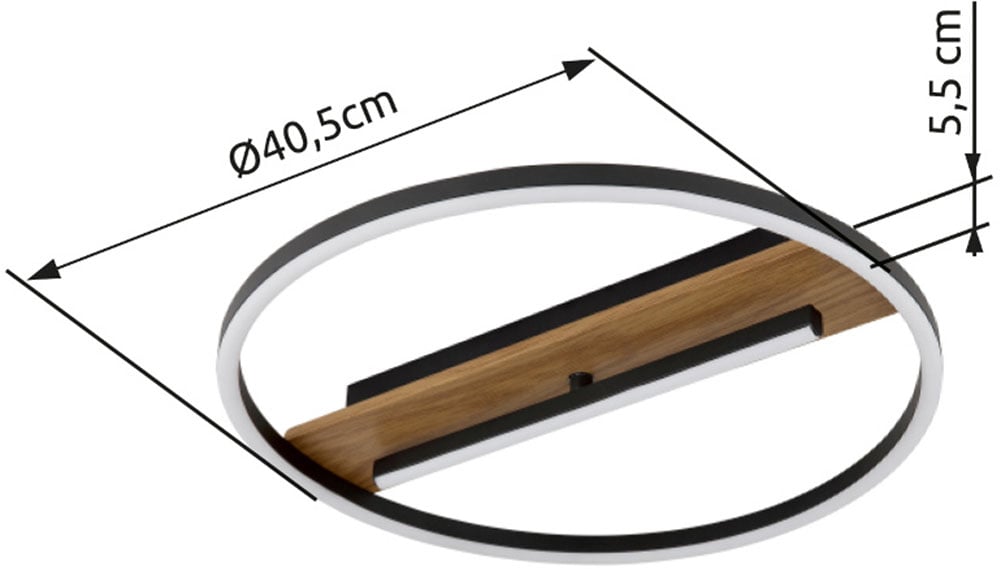 GLOBO LIGHTING LED Deckenleuchte »PIKARA«, Leuchtmittel LED-Modul | LED fest integriert, Deckenlampe/holzoptik/schwarz/3000K/beweglich