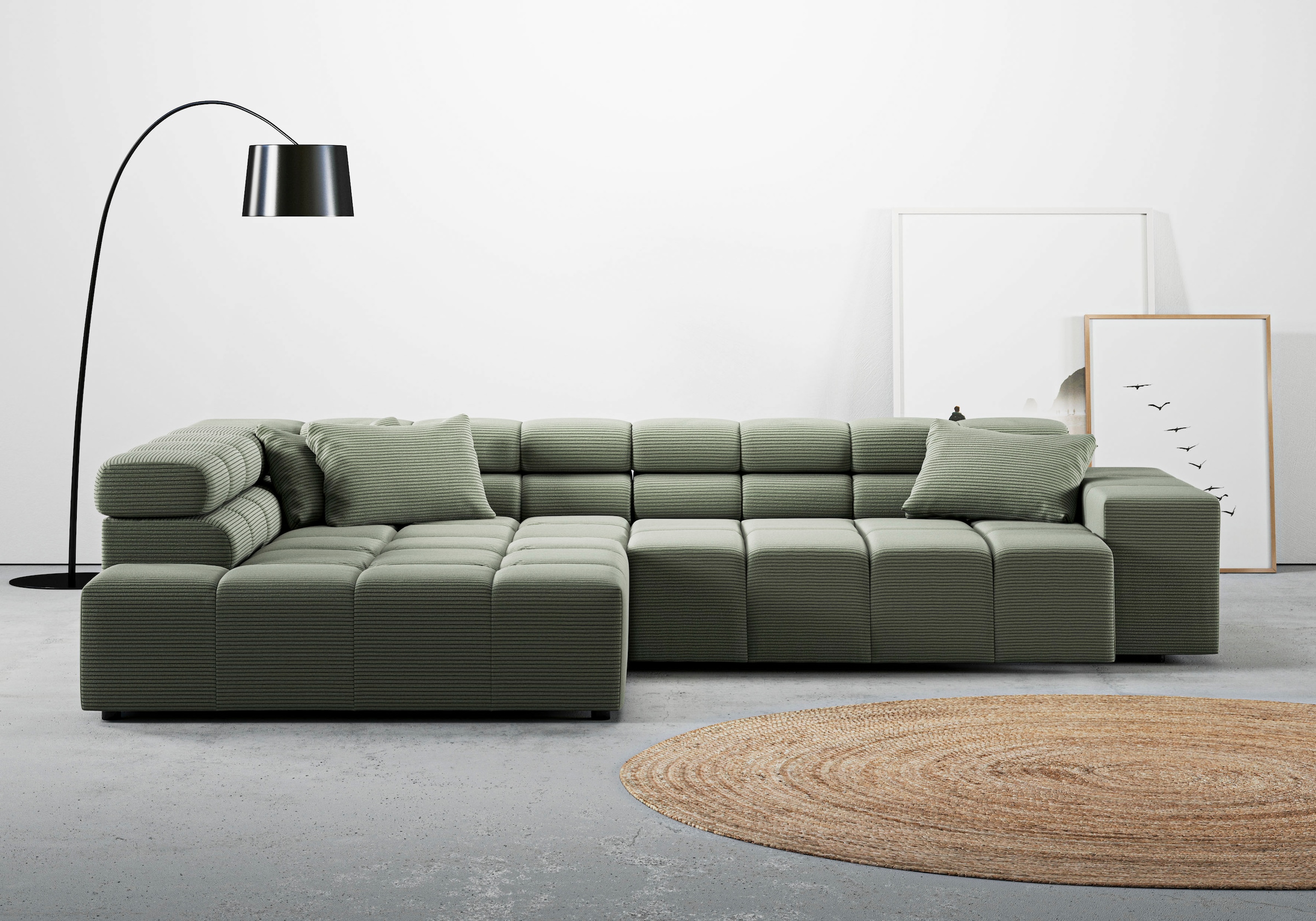 INOSIGN Ecksofa »Ancona incl. Kopfteilverstellung, OTTOs Choice, Breite 319cm, L-Form«, wahlweise motorische Sitztiefenverstellung, auch in Cord + Easy Care