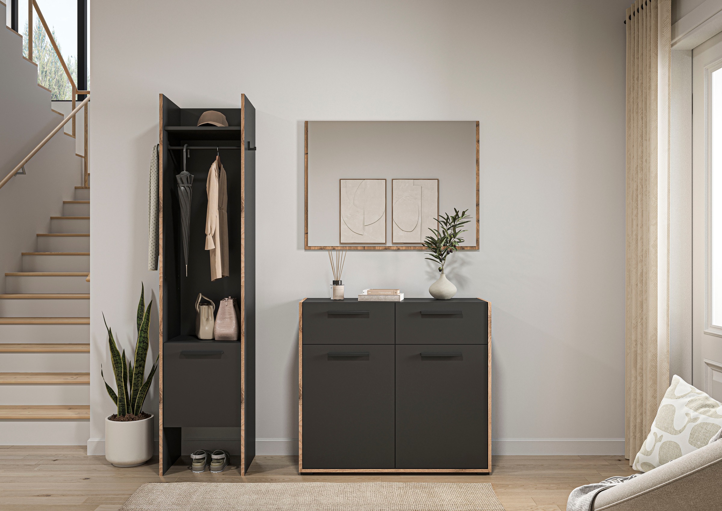 INOSIGN Garderoben-Set "MUSTA, 3-teilig: Garderobenschrank, Kommode & Garde günstig online kaufen
