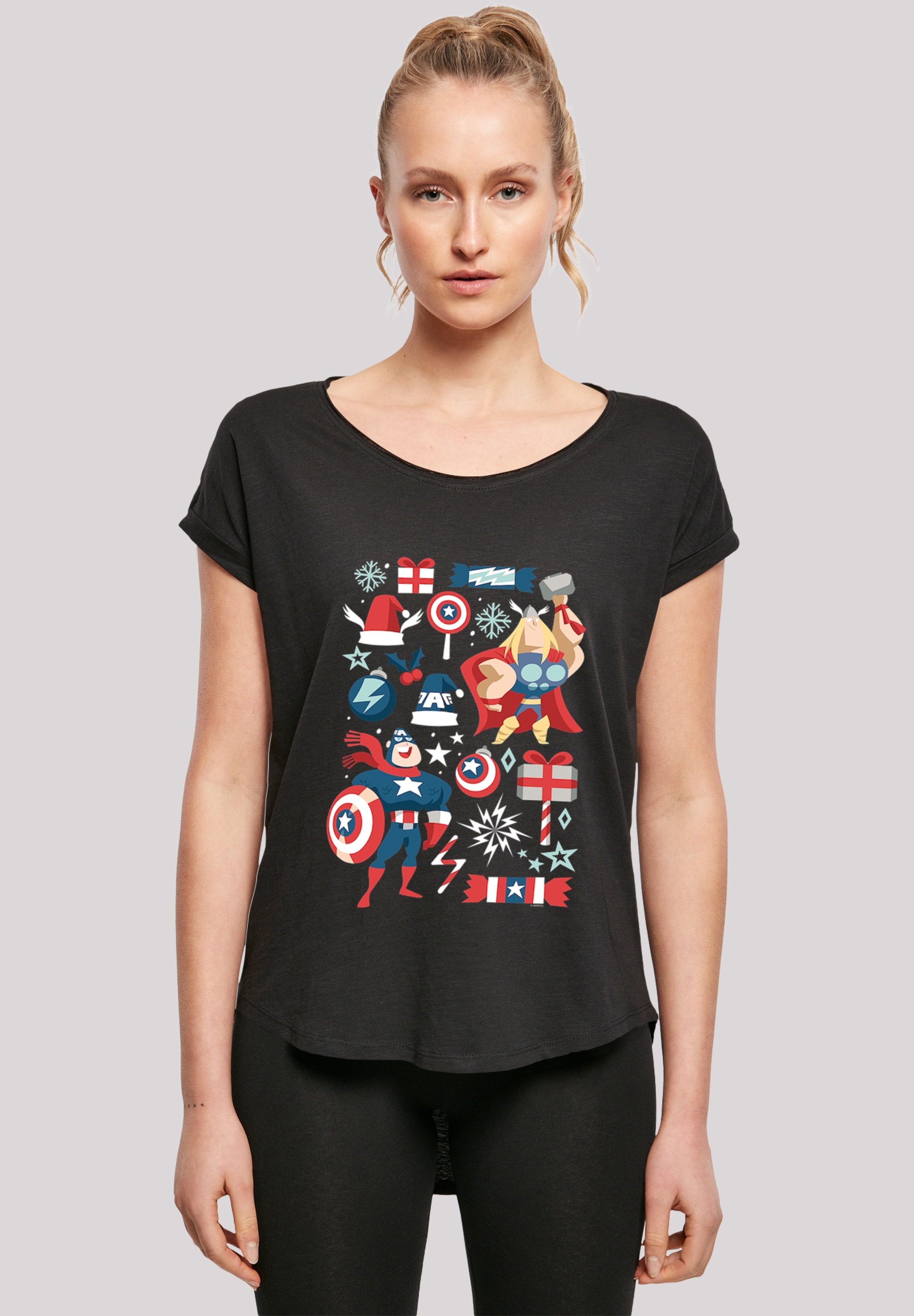 F4NT4STIC T-Shirt "Marvel Thor And Captain America Christmas Day", Damen,Pr günstig online kaufen