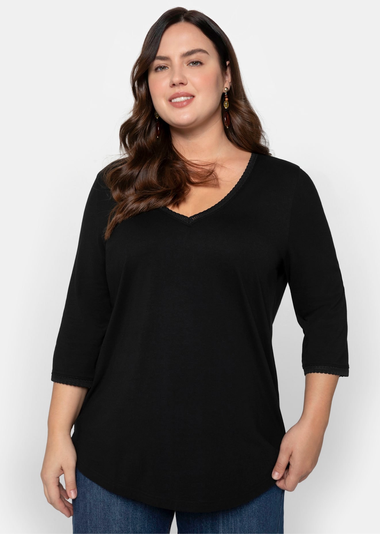 Sheego 3/4-Arm-Shirt "3/4-Arm-Shirt", (1 tlg.) günstig online kaufen