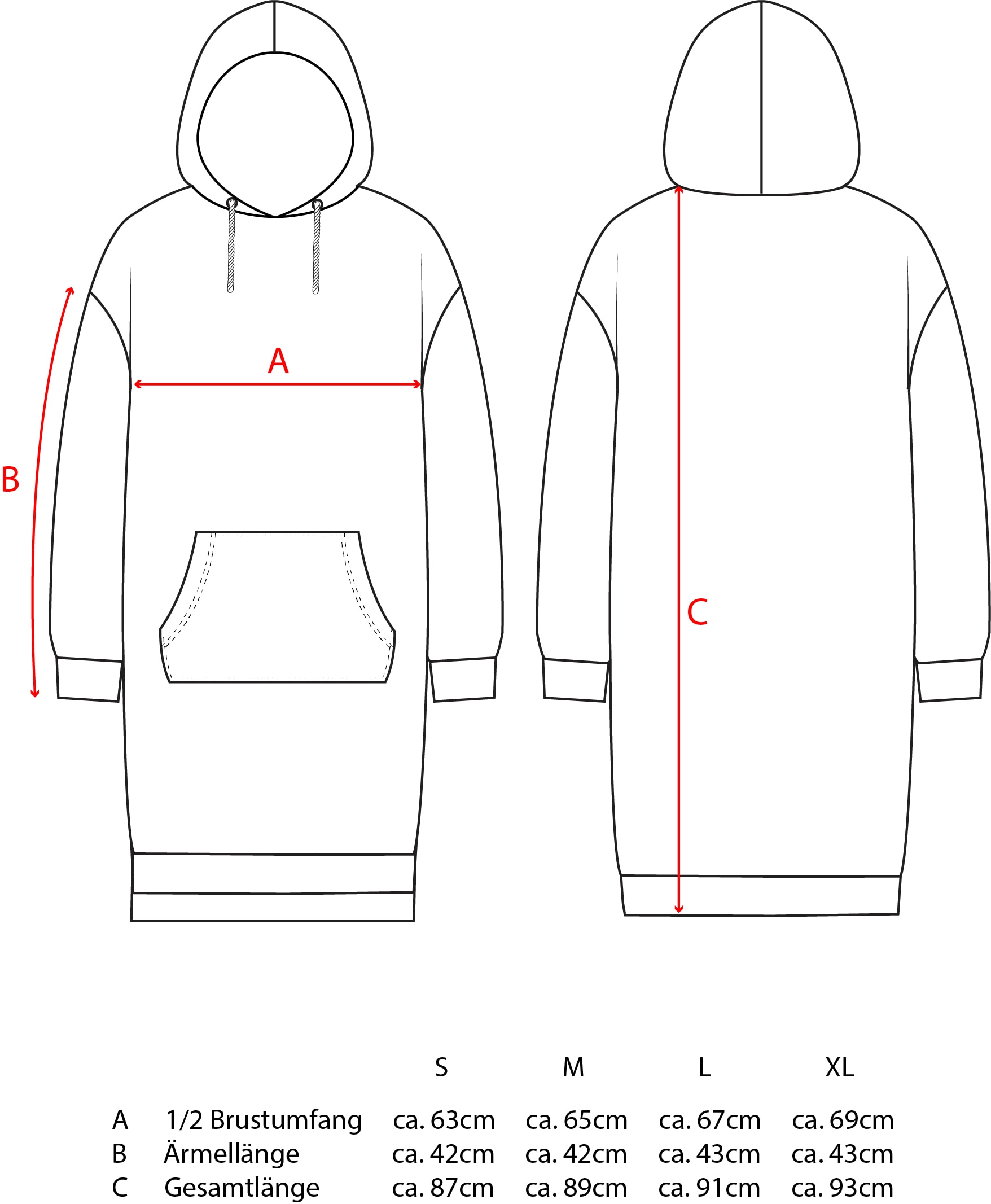 Zwillingsherz Sweatkleid »"Love Amour Liebe"« Kängurutasche mit praktischen Fronttaschen und bedruckter Kordel