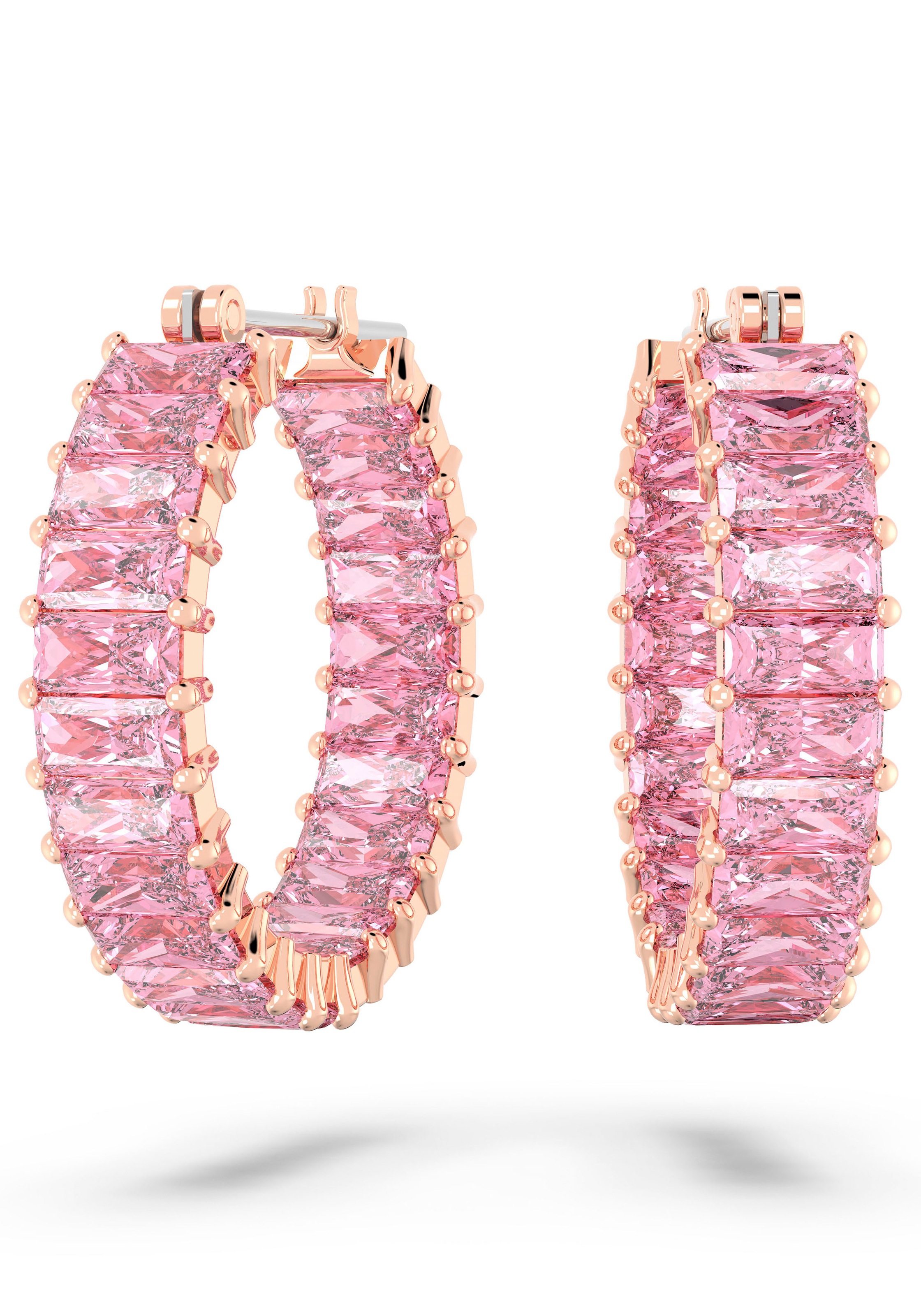 Paar Creolen SWAROVSKI "Matrix", rosa (roségoldfarben, pink, pink), Ohrringe, Damen, Metall, mit Swarovski Kristall 2