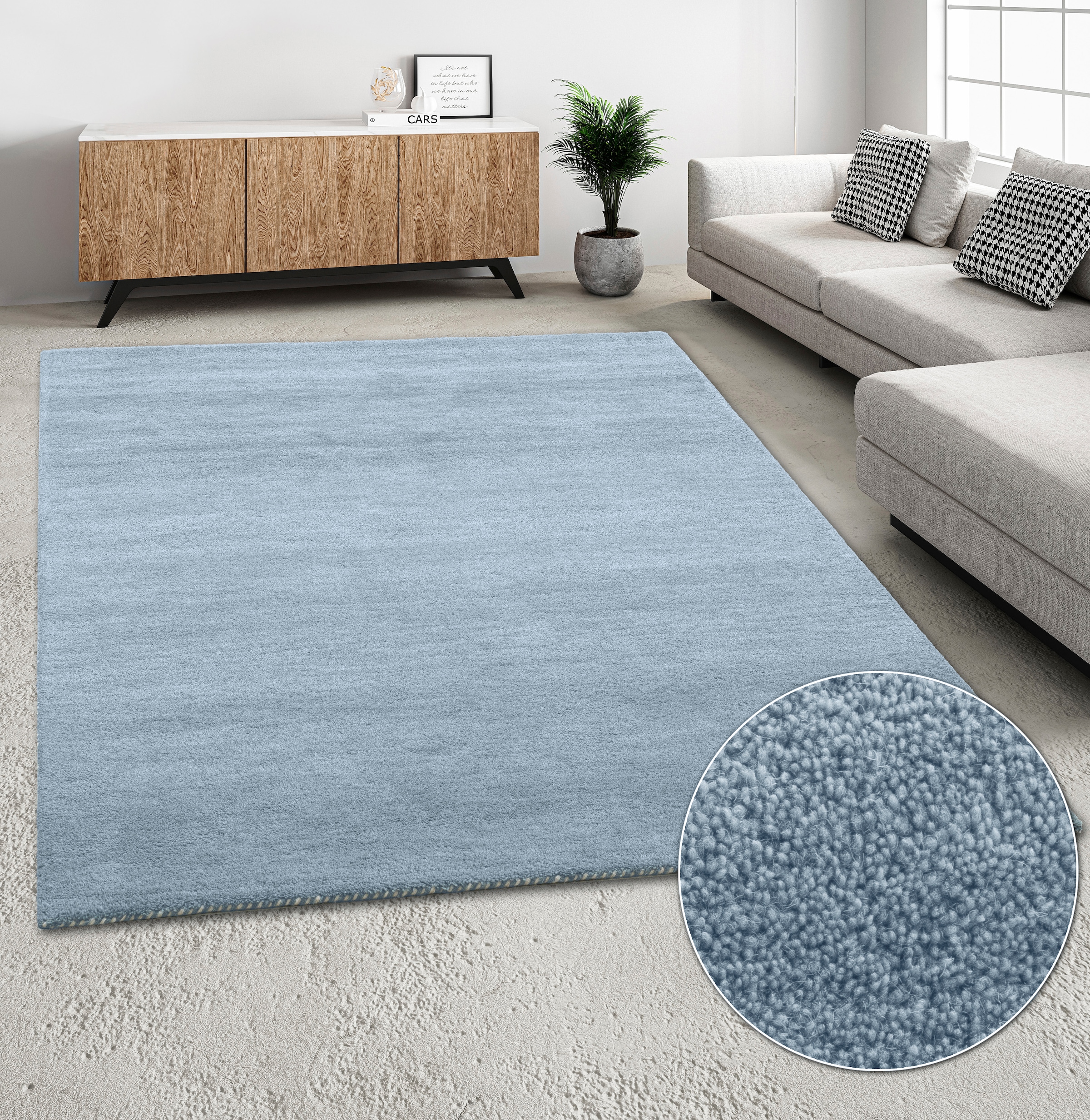 THEKO Wollteppich "Gabbeh Uni, Handgefertigt, Teppich, meliert, reine Wolle günstig online kaufen