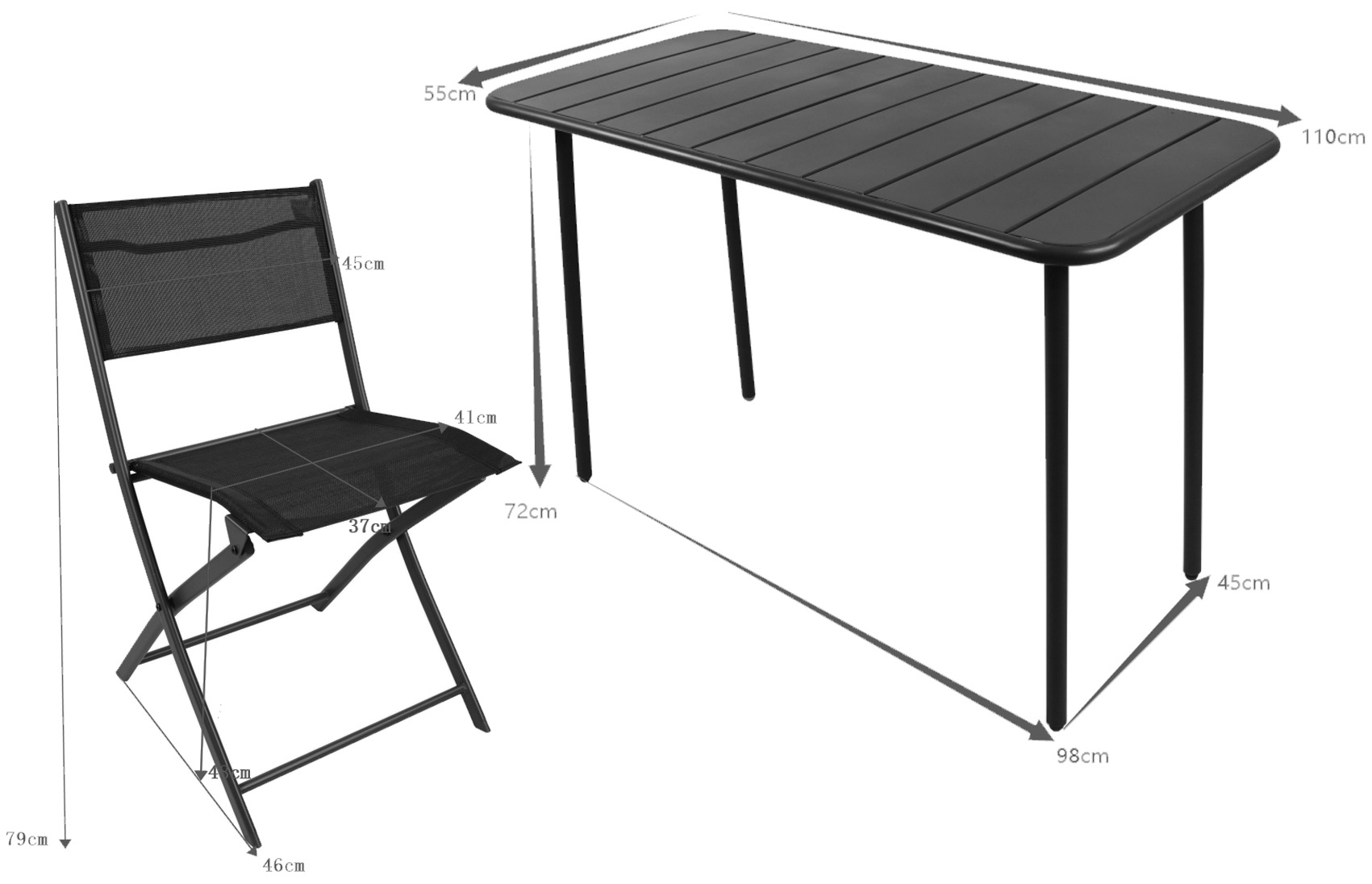 VCM Garten-Essgruppe »VCM 5-tlg Gartenmöbel Set | Sitzgruppe Essgruppe | 1xTisch, 4x Stühle | Tisch Maße ca. H. 72 x B. 110 x T. 55 cm | Klappbar | Garten Set - Sumila«, (5 tlg., Sumila)