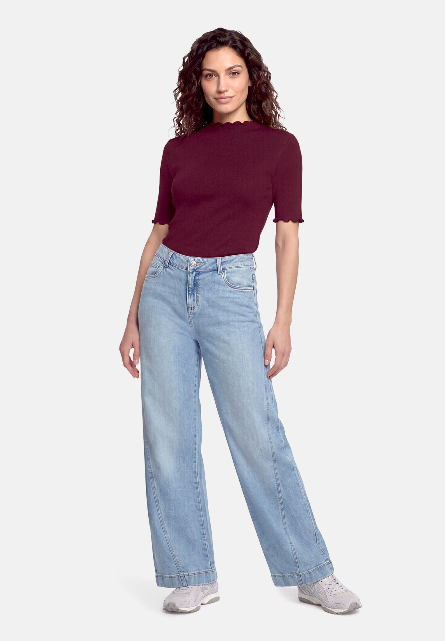 Cartoon Kurzarmshirt "Damen mit Kragen" 1