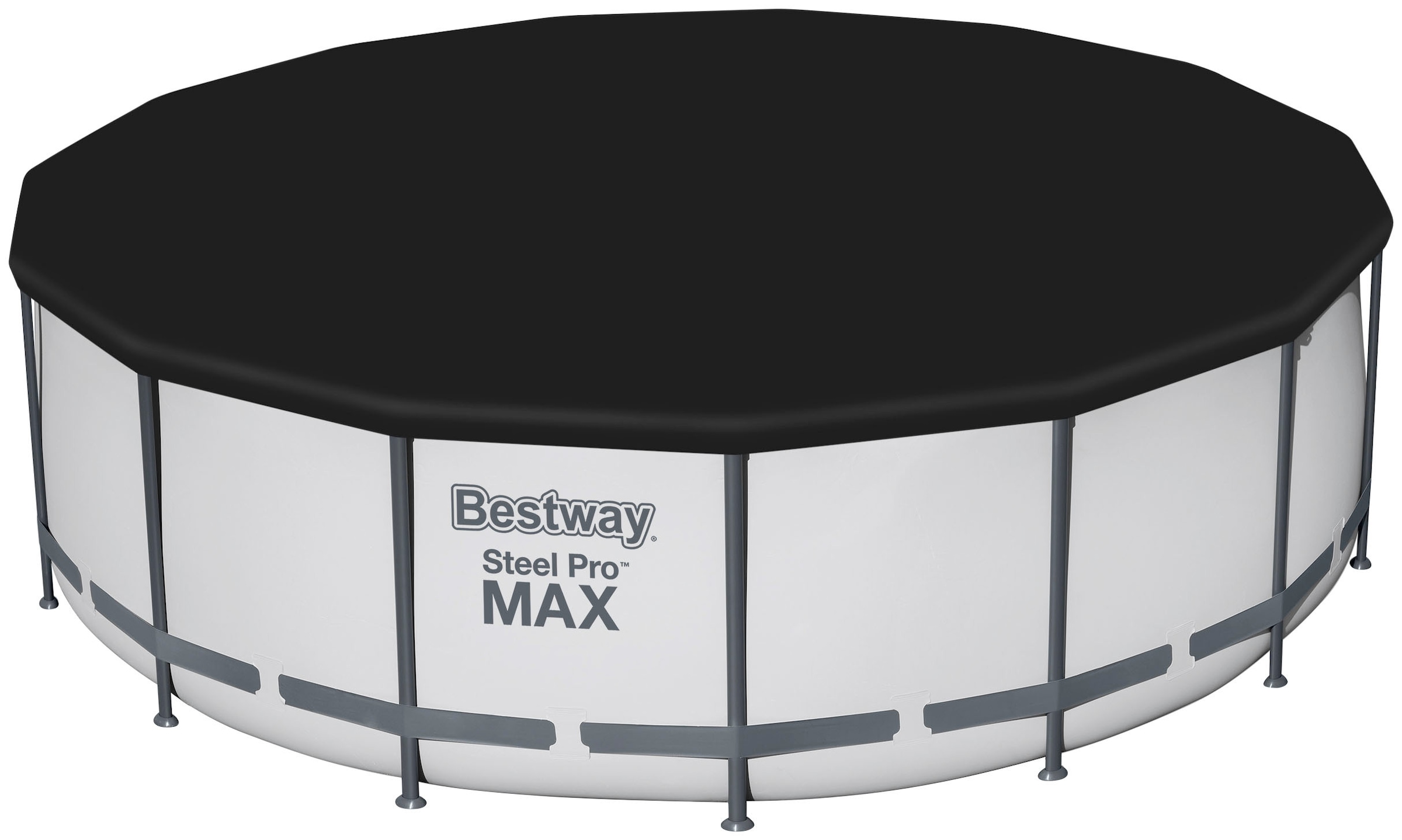 Bestway Framepool »Steel Pro MAX™«, (Komplett-Set), Frame Pool mit Filterpumpe Ø 457x122 cm, lichtgrau