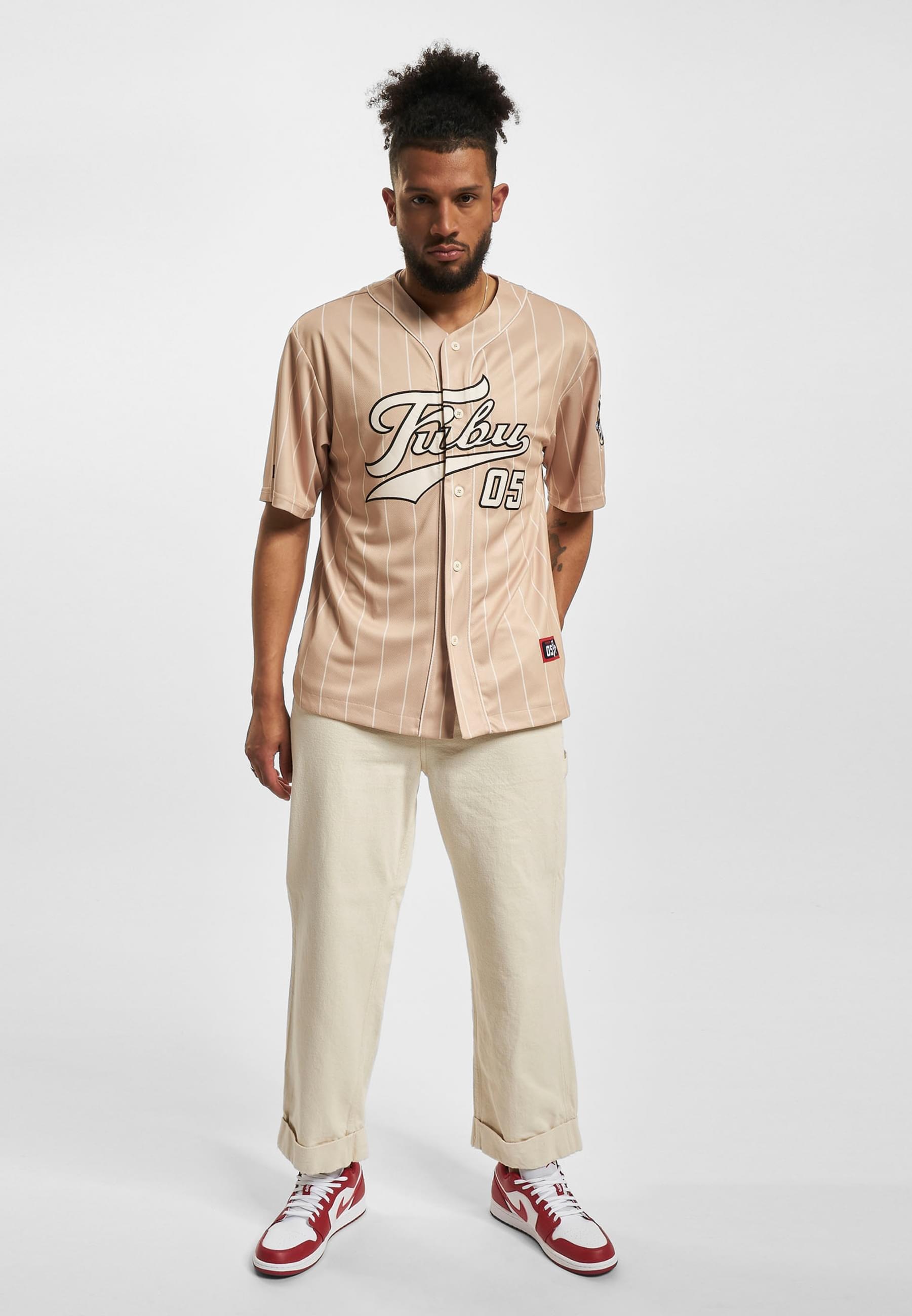 Fubu Langarmhemd »Fubu Herren FM232-003-2 FUBU Varsity Pinstripe Baseball Jersey«, (1 tlg.)