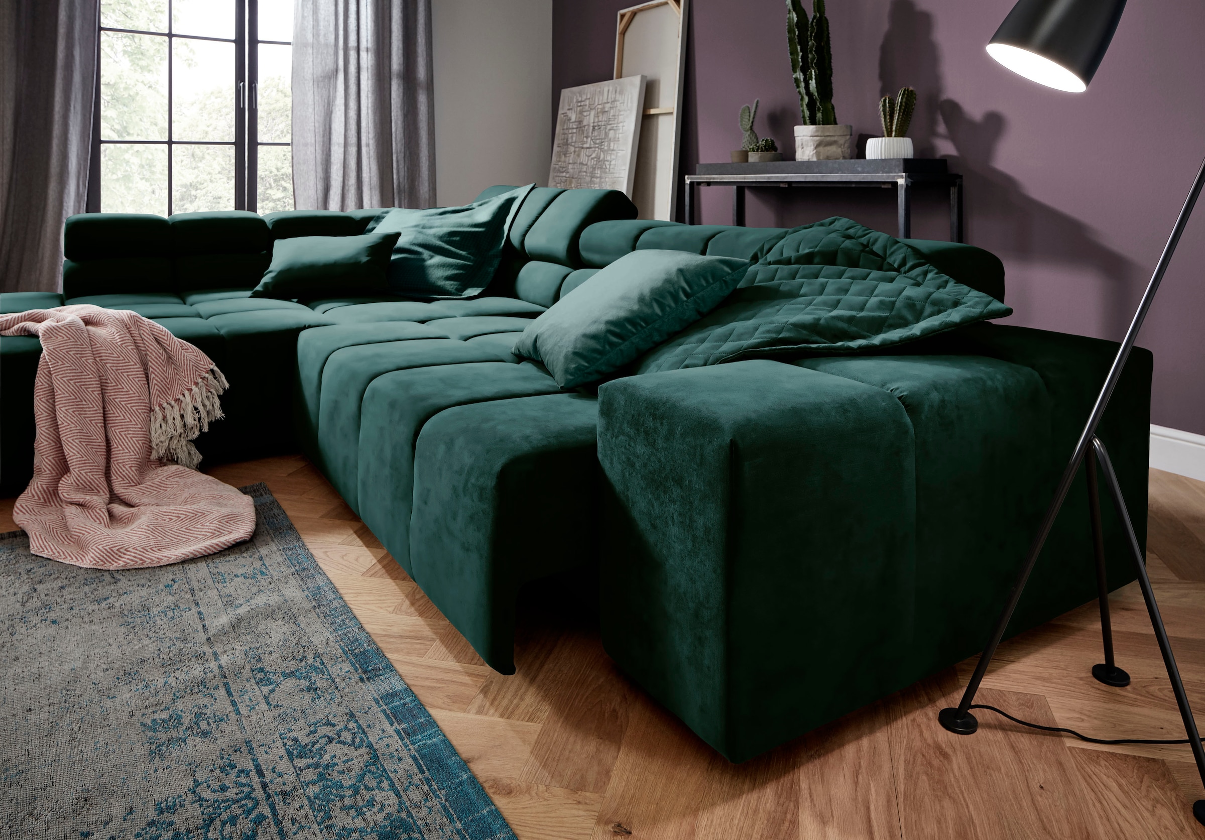 INOSIGN Ecksofa »Ancona incl. Kopfteilverstellung, OTTOs Choice, Breite 319cm, L-Form«, wahlweise motorische Sitztiefenverstellung, auch in Cord + Easy Care
