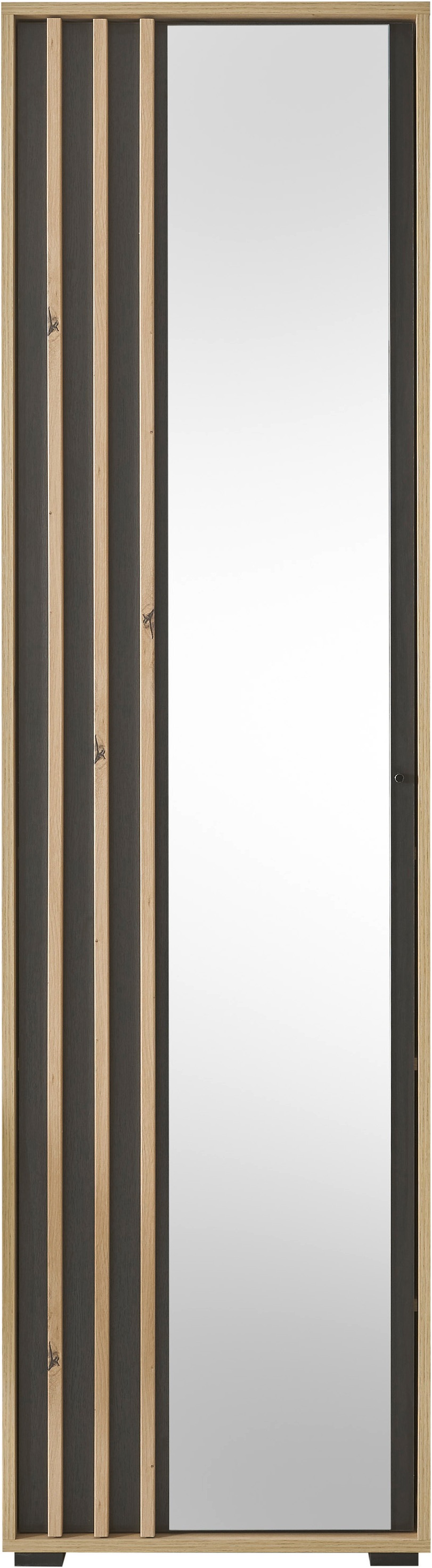 HBZ Garderoben-Set »5-tlg. Eiche MDF Stripes Flurgarderobe Stellmaß BxHxT 230x196x38 cm«, (5 St.), Mit Schuhkommode, Hochschrank, Bank, Paneel, Spiegel