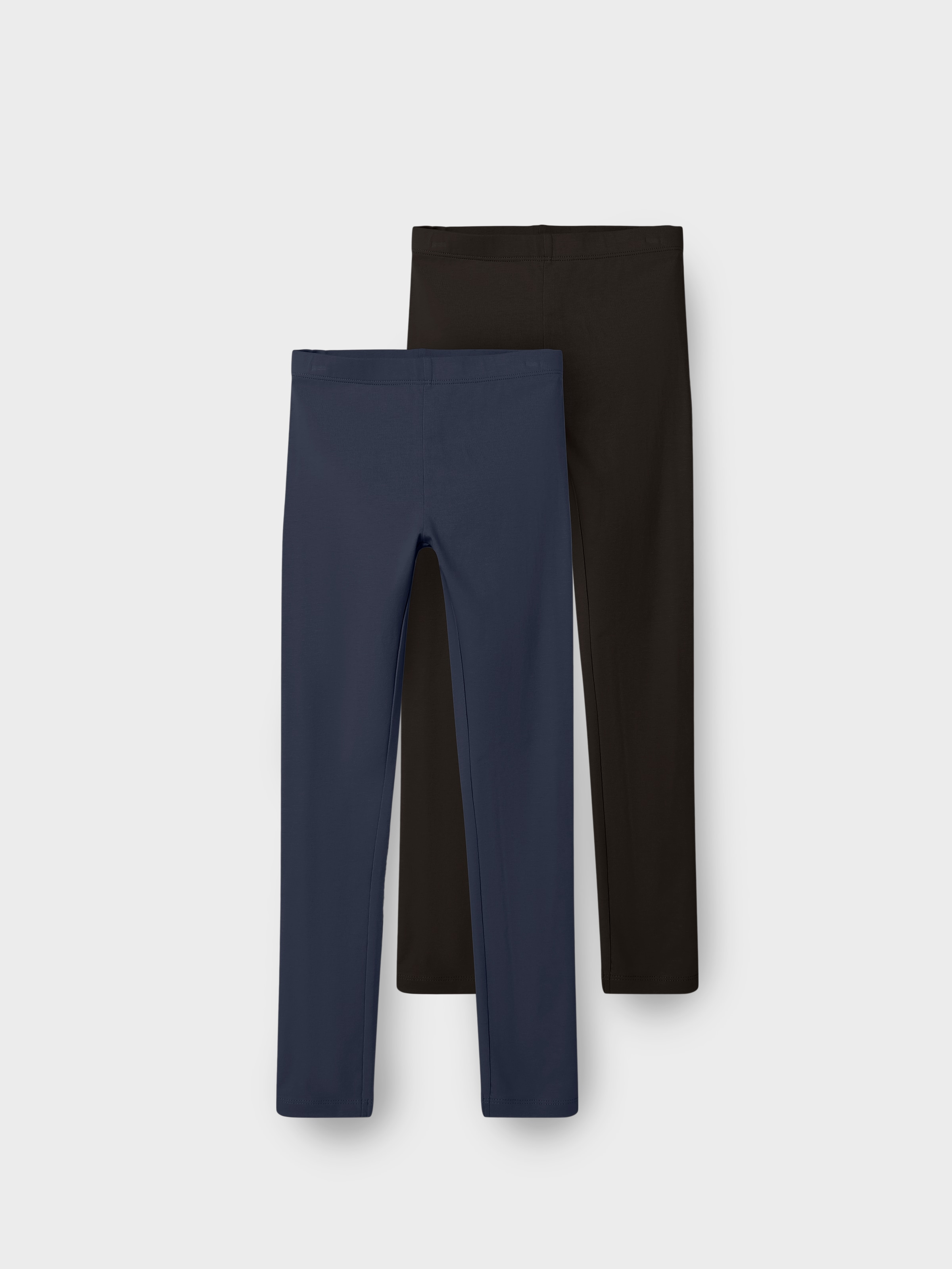 Leggings NAME IT "NKFVIVIAN 2P LEGGING L NOOS", Mädchen, Gr. 98/104, N-Gr, schwarz sapphir, Jersey, Obermaterial: 95% Baumwolle, 5% Elasthan, unifarben, slim fit lang, Hosen Leggings, unifarben, casual, sehr schmal, Baumwollmischung, Jersey