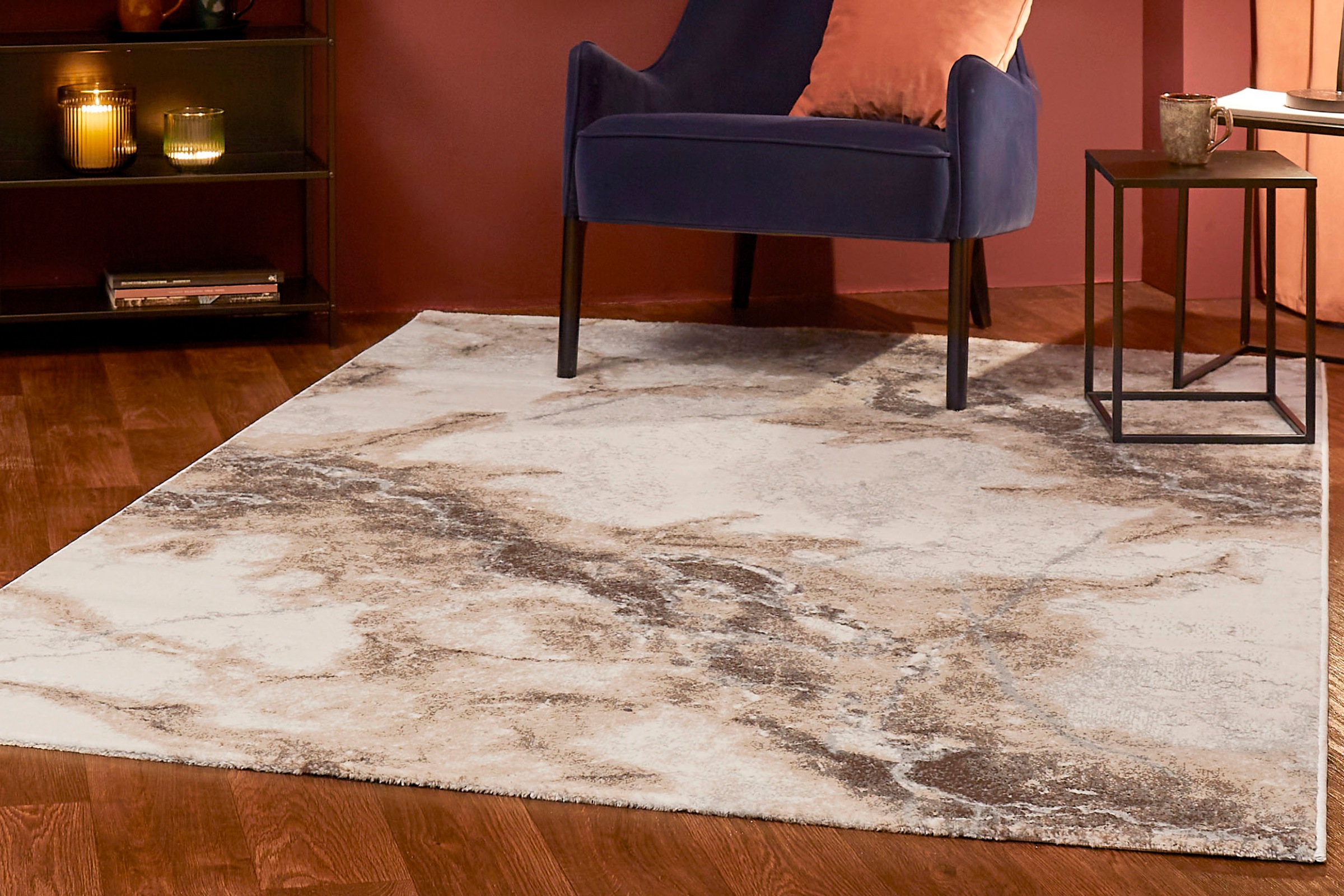 LUXOR living Teppich »Malmö 2«, rechteckig, 9 mm Höhe, Kurzflor, modernes Marmor Design, Hoch-Tief Effekt, Wohnzimmer