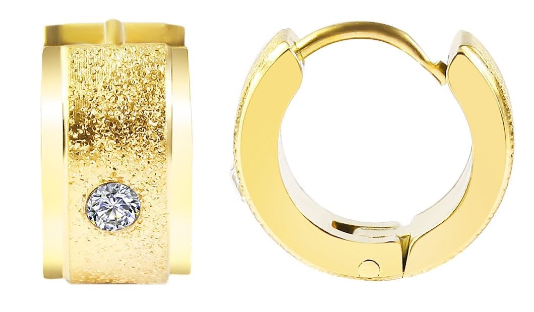 Paar Creolen ADELIA´S "Damen Creolen aus mattem Edelstahl und Strass Ø 9 mm", weiß, Ohrringe, Damen, Damen, Edelstahl 3