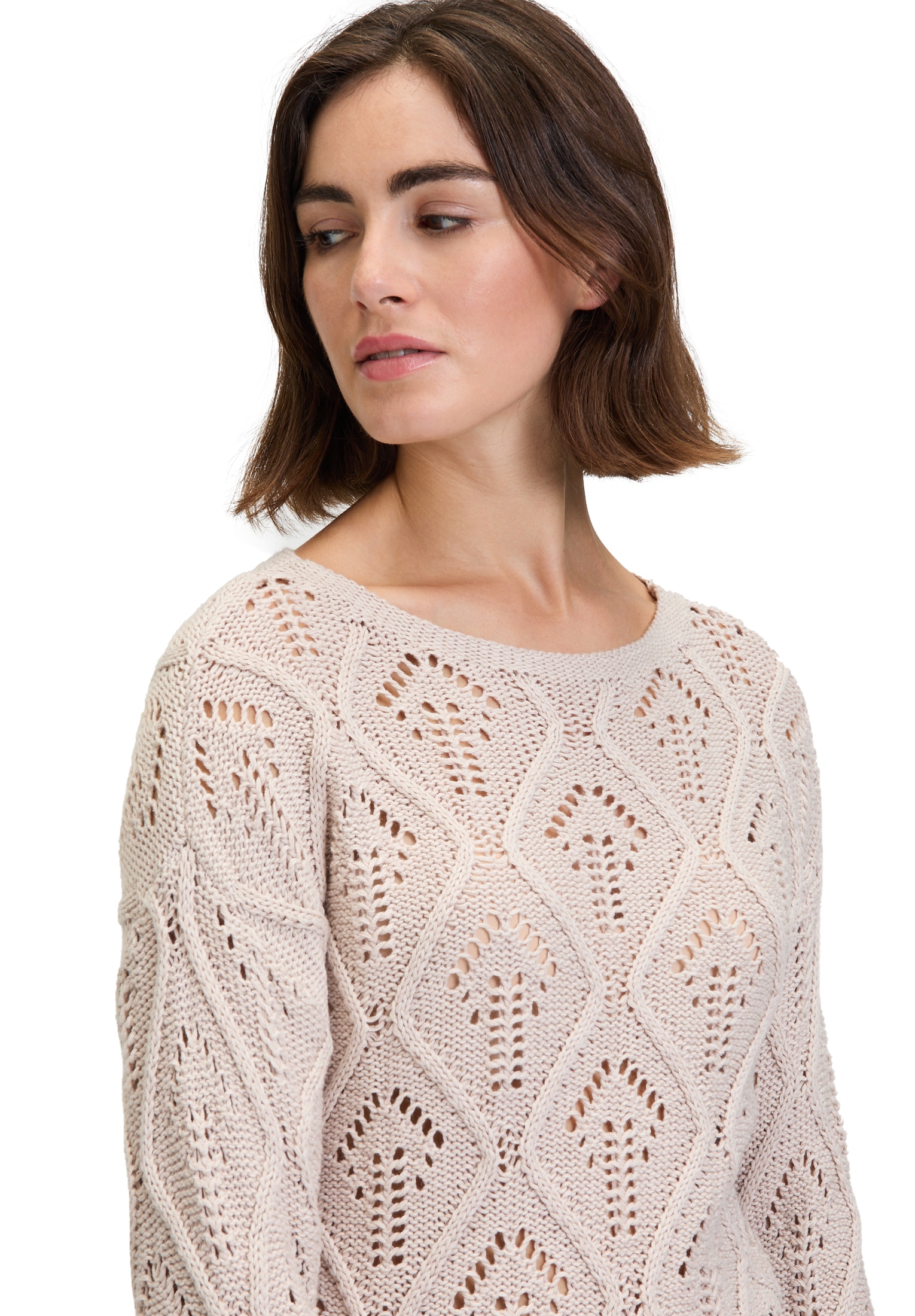 Betty&Co Strickpullover »Betty & Co Damen Lochstrick-Pullover mit Strickdetails«, (1 tlg.), Rippbündchen