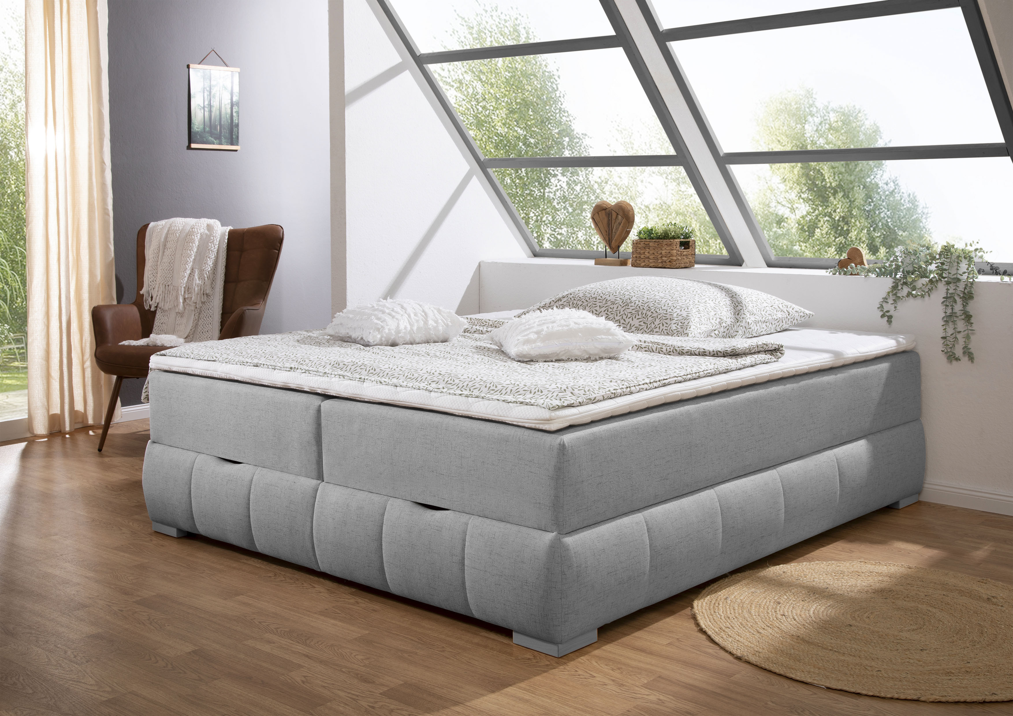 OTTO home Boxbett "Wehma ohne Kopfteil inkl. Bettkasten, auch in Überlänge erhältlich" in H2, H3 & H4 wählbar, inklusive Topper
