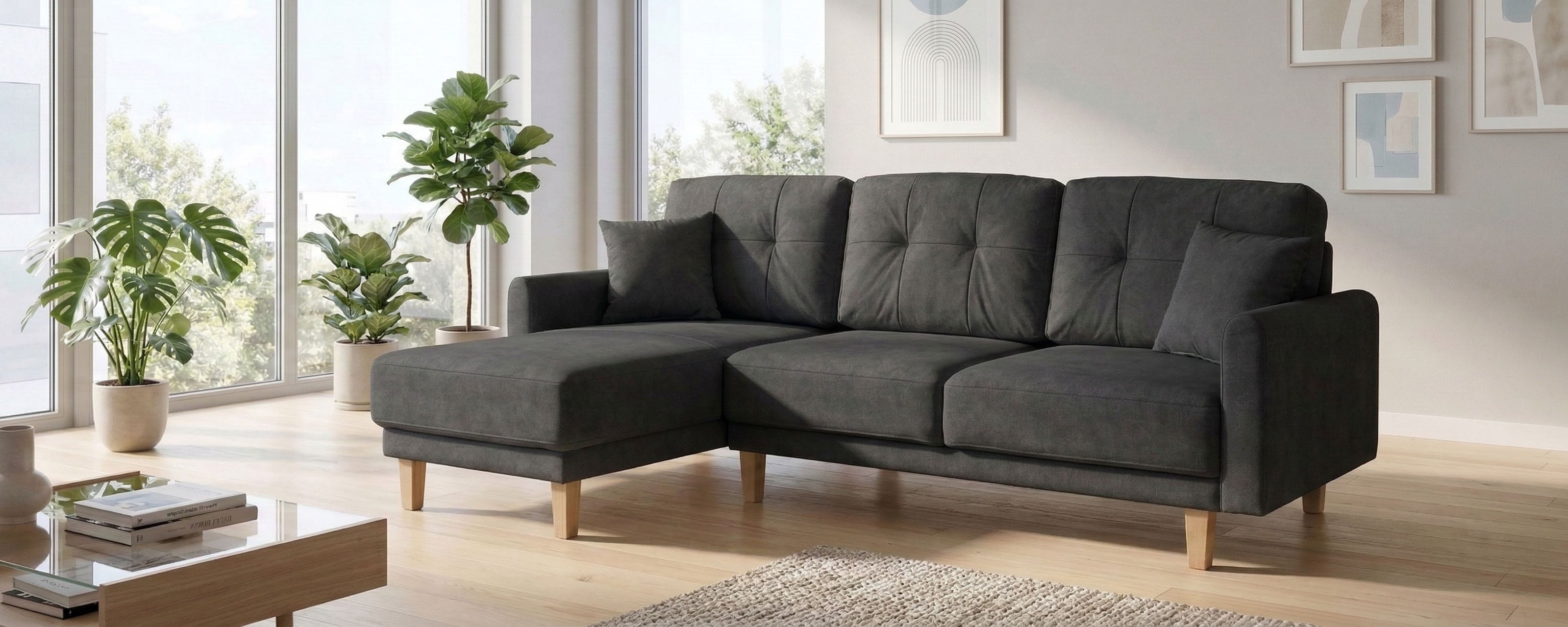 OTTO home Ecksofa "TRIPLO optionale Schlafsofa mit Bettkasten, Maße B/T/H: 234/164/89 cm" L-Form wahlweise mit Bettfunktion - Liegefläche 132x210 cm