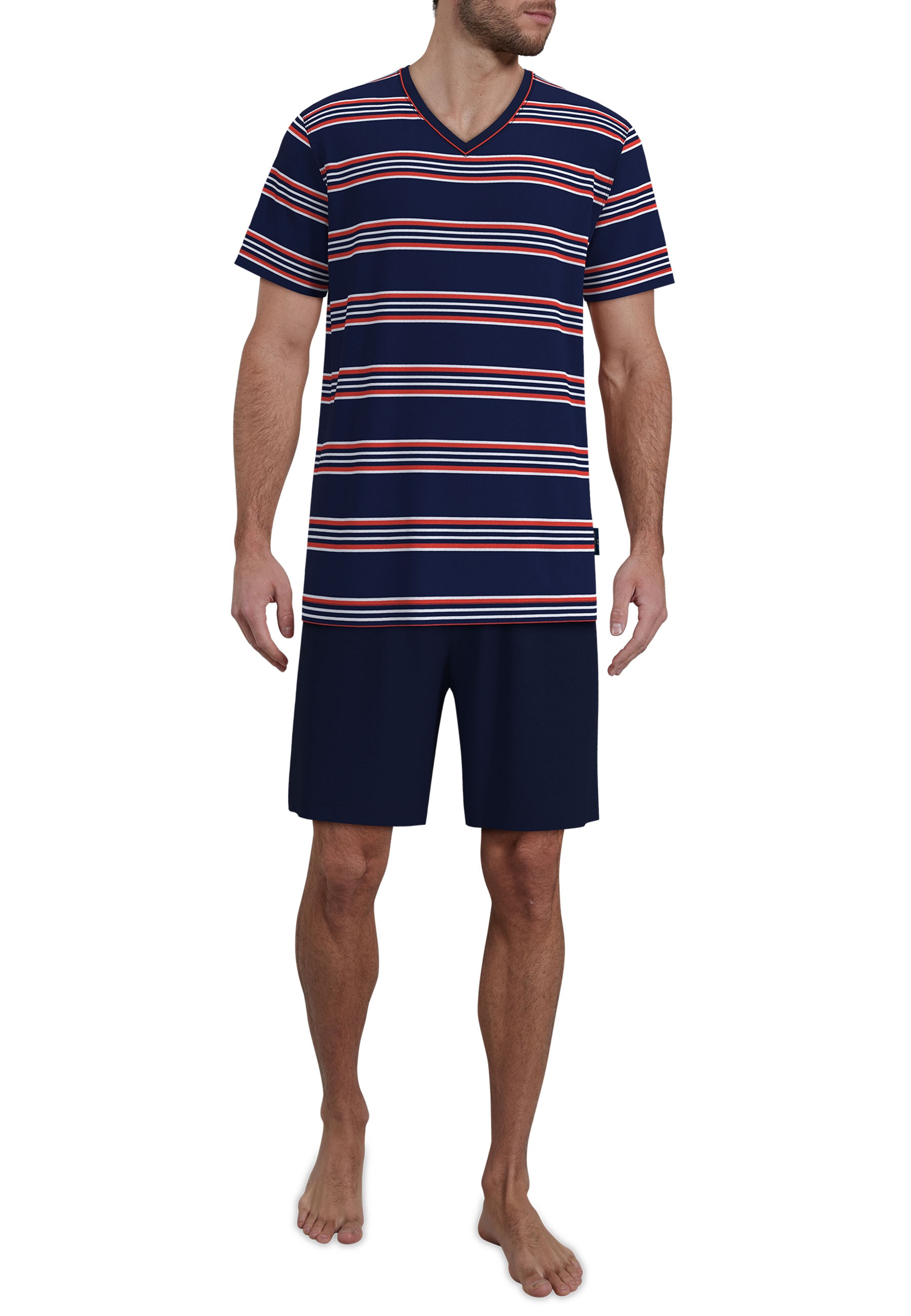 GÖTZBURG Shorty »Glasgow« gestreift, kurz, V-Ausschnitt, mit Gesäßtasche, Baumwollmix