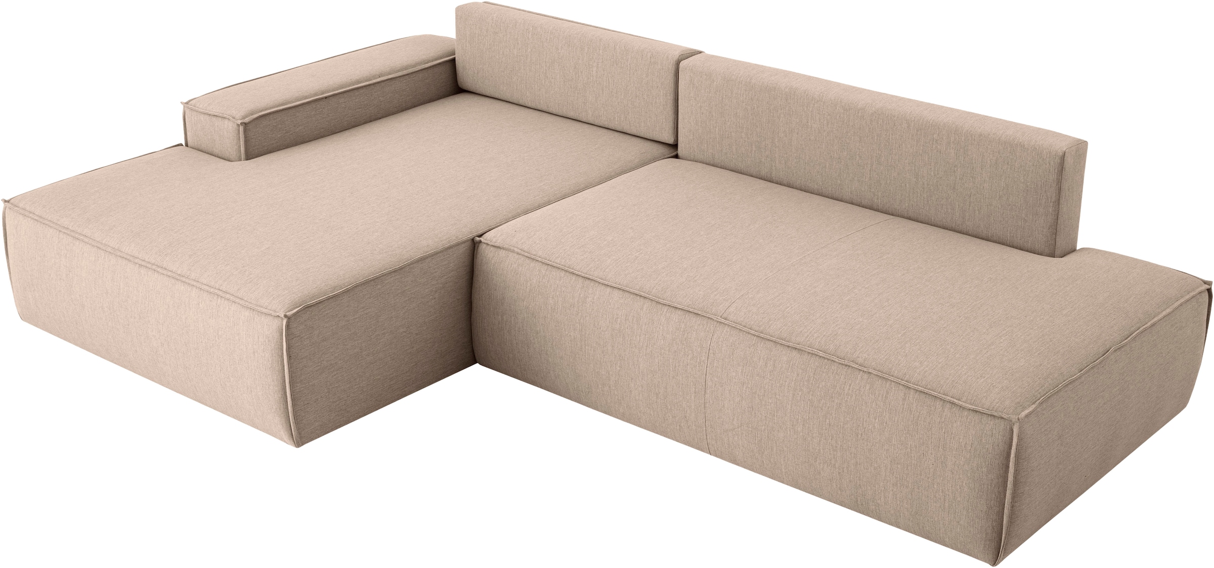 Home affaire Ecksofa »SHERWOOD, Schlafsofa in L-Form offen (275cm), Cord, Leinenoptik«, Schlaffunktion und Bettkasten, Kedernaht, hoher Sitz- & Liegekomfort