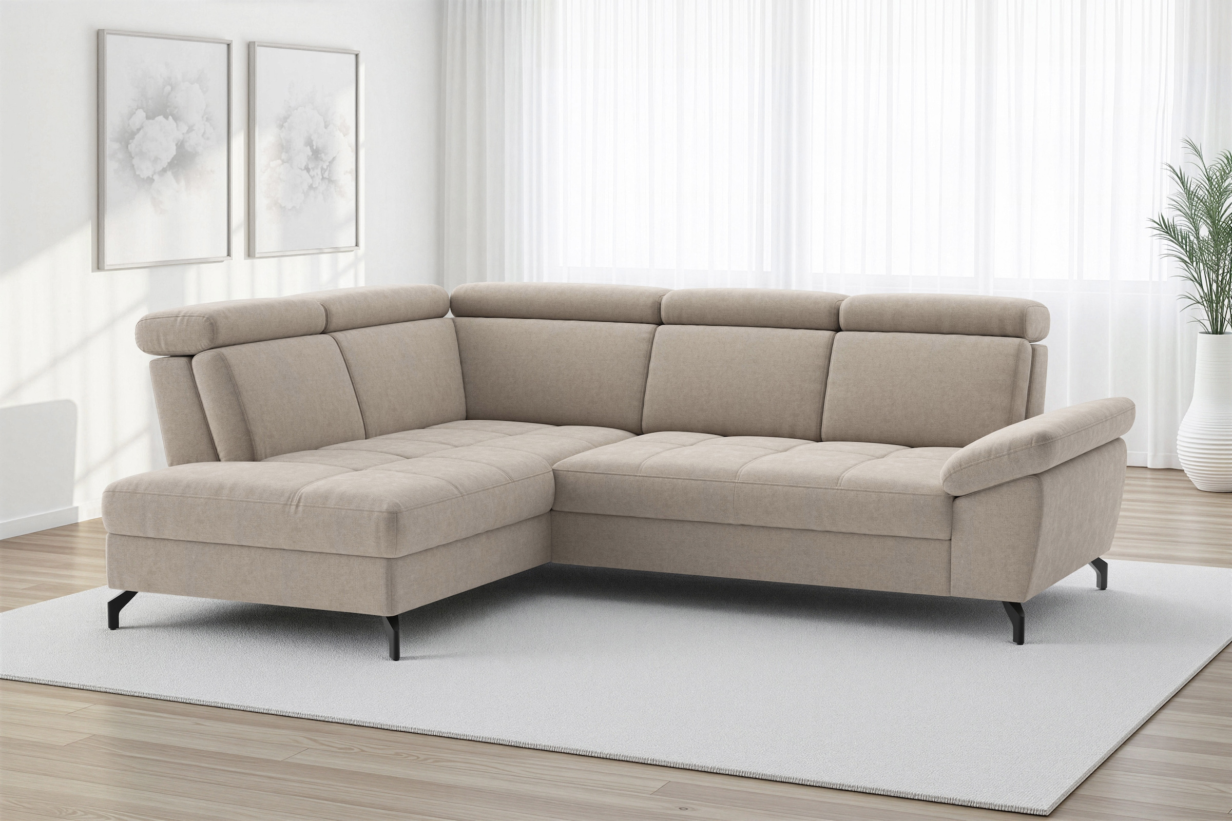sit&more Ecksofa "Vanity; L-Form, B. 254 cm" Inkl.Sitz-,Kopf-und Armteilverstellung