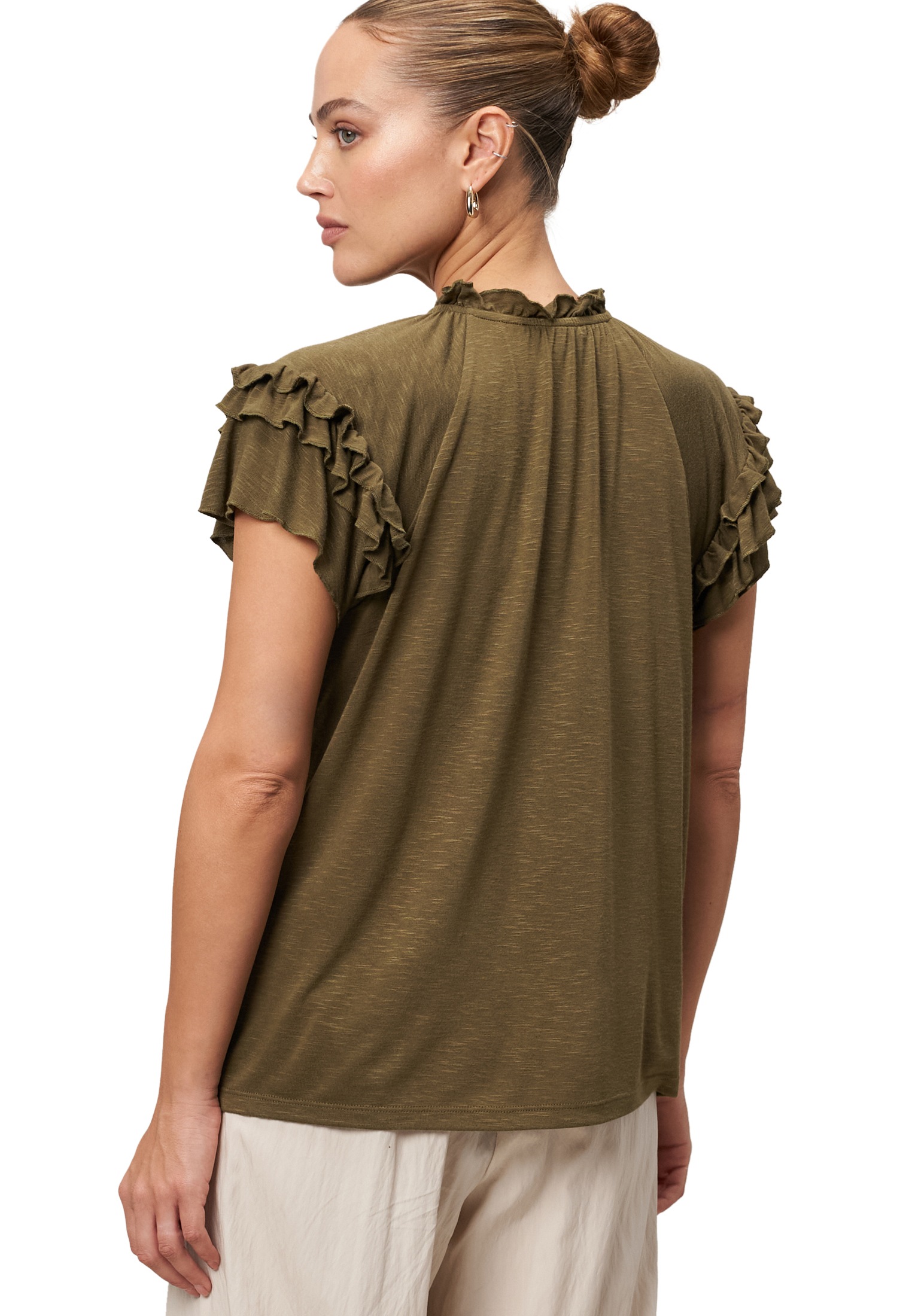 Zero Kurzarmshirt »zero Damen Shirt mit angeschnittenen Ärmeln«, (1 tlg.), Bindedetail