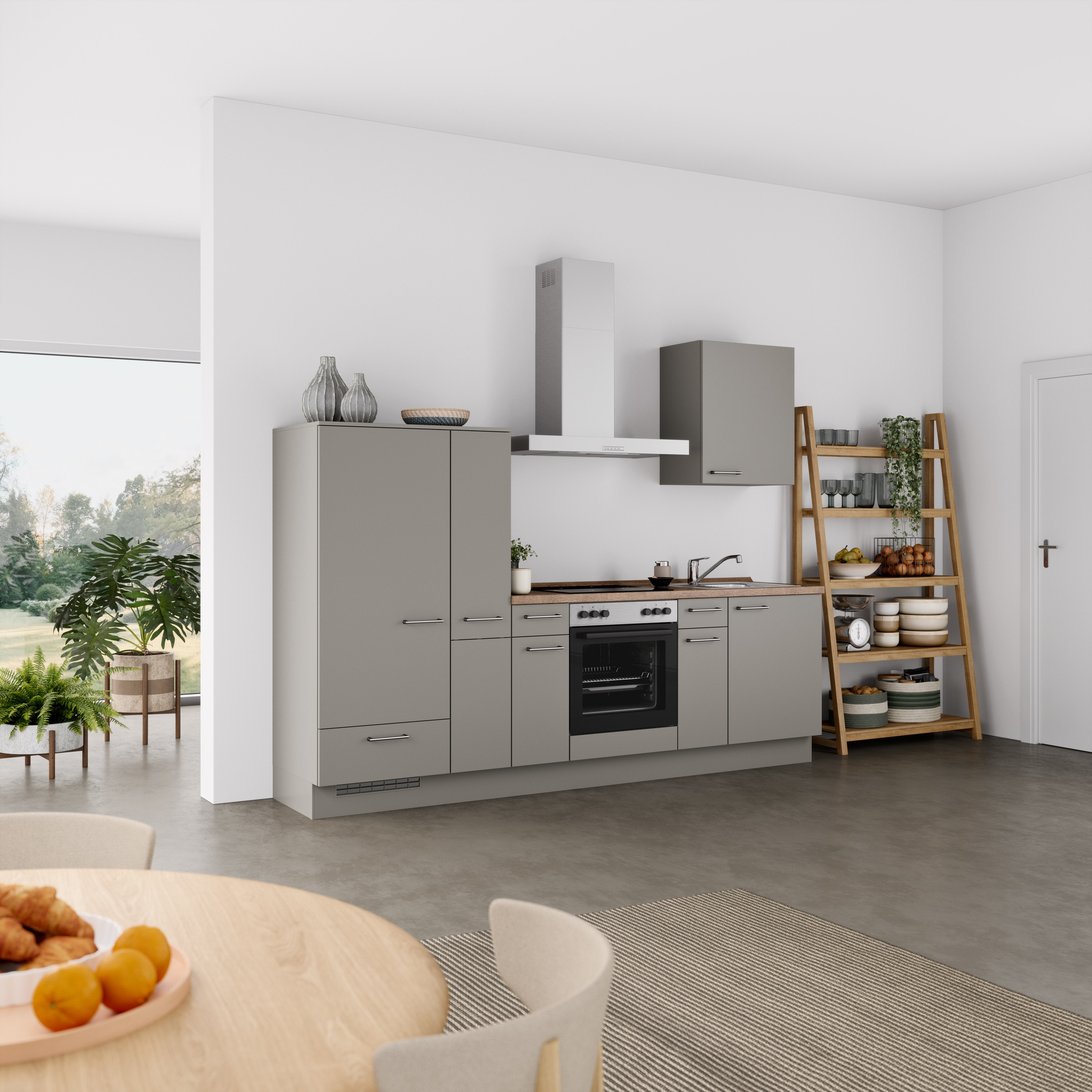 nobilia® Küchenzeile »"Laser I", Ausrichtung wählbar, Breite 270 cm«, vormontiert, wahlw. mit unterschiedlichen E-Geräten-Sets